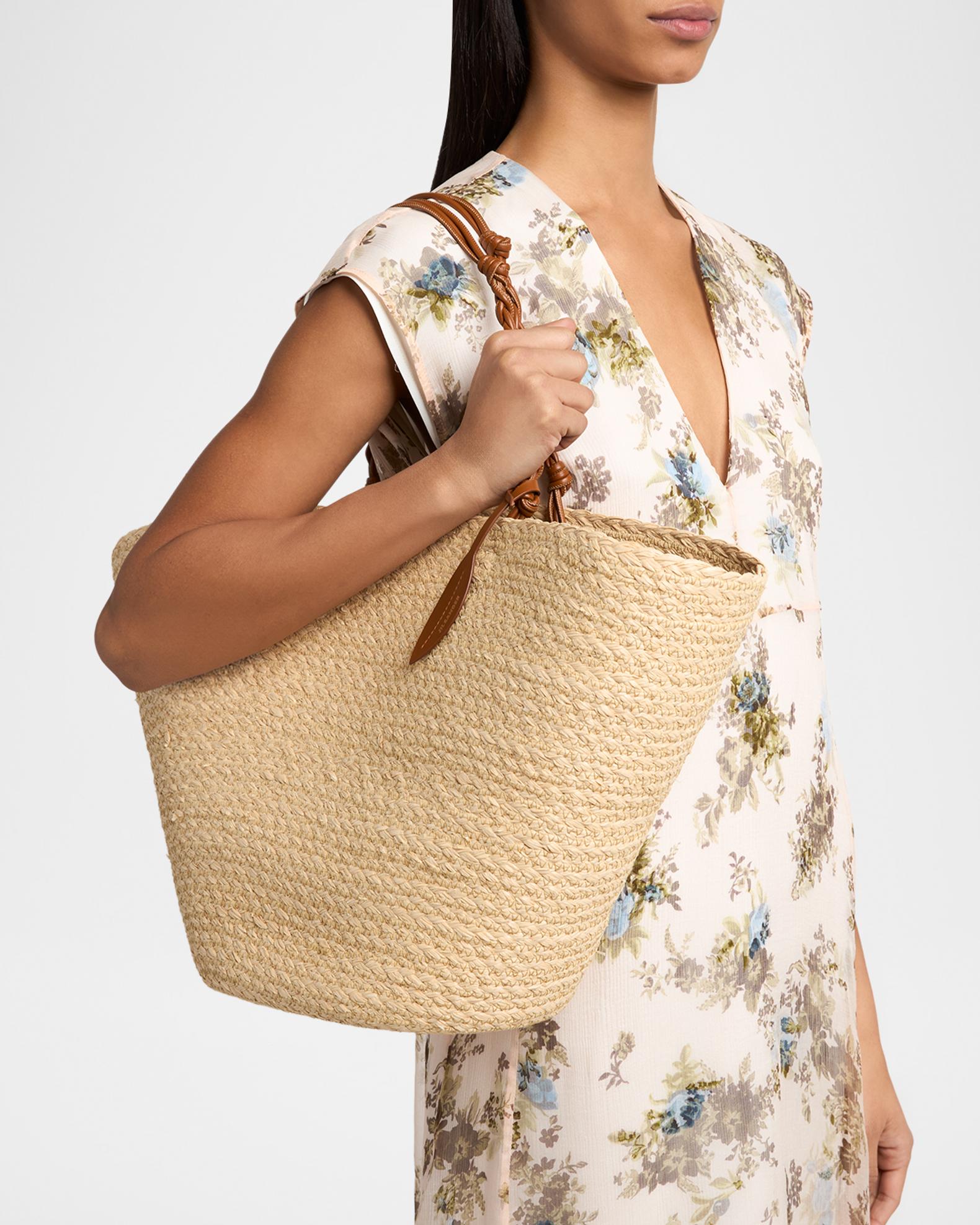 Jil Sander Tangle Large Woven Raffia Bucket Bag | Neiman Marcus