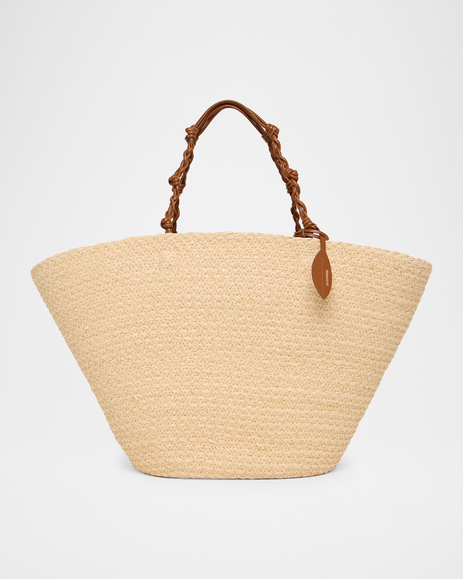Jil Sander Tangle Large Woven Raffia Bucket Bag | Neiman Marcus