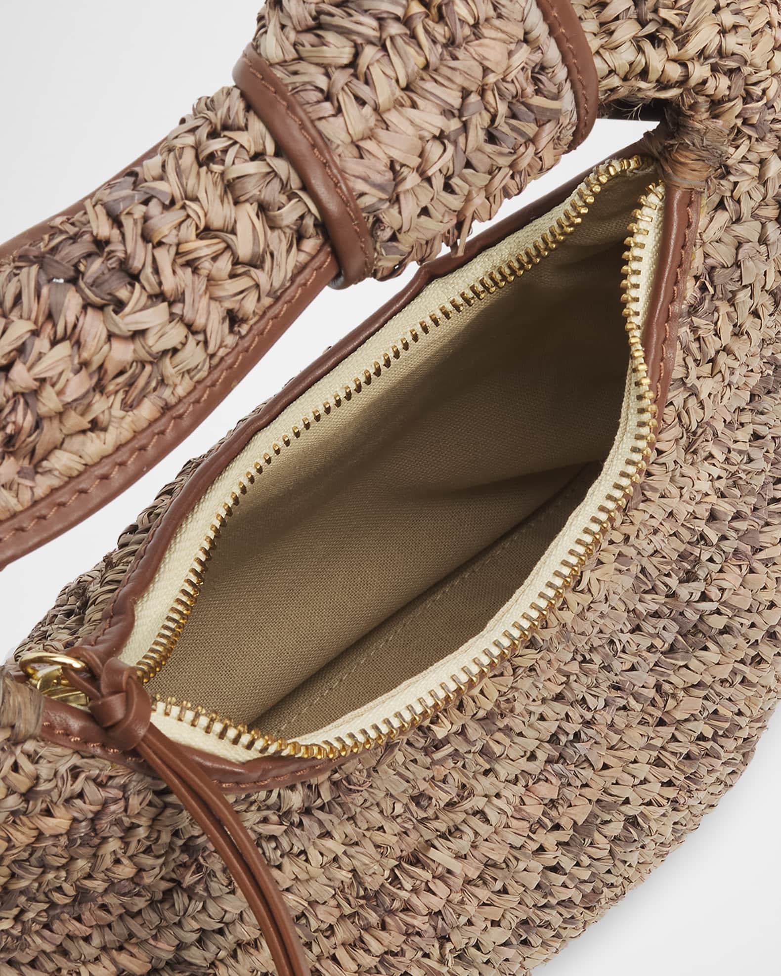 POOLSIDE Josie Crochet Raffia Knot Top-Handle Bag | Neiman Marcus