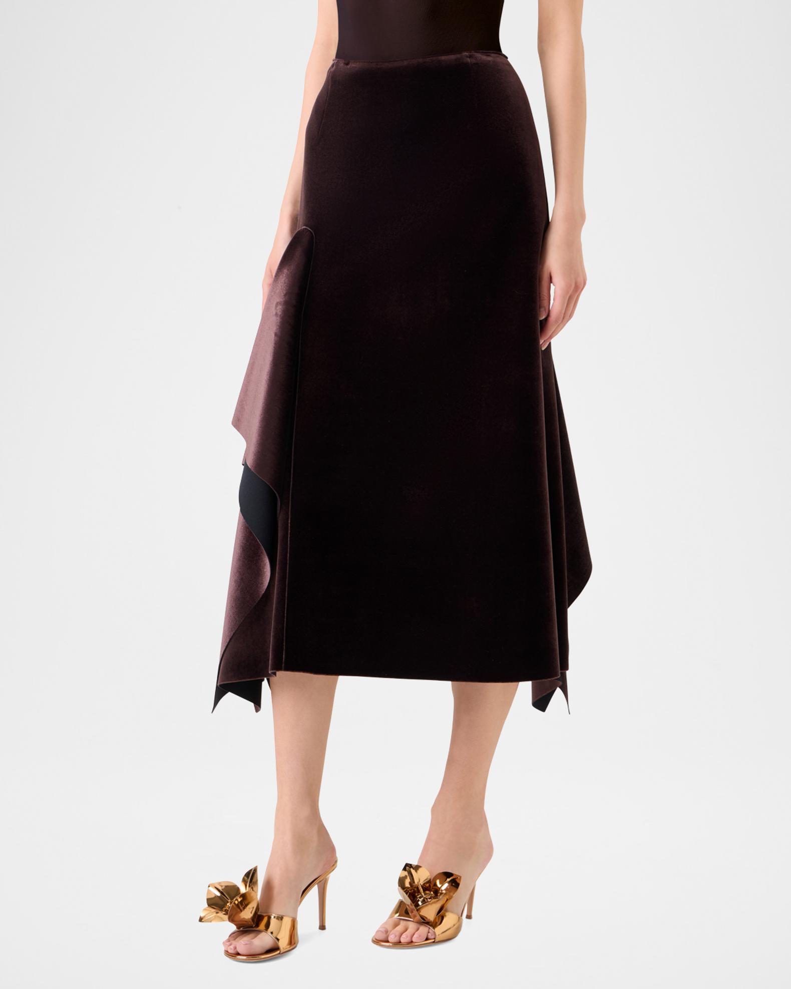 Akris Velvet Neoprene Asymmetric Midi Skirt | Neiman Marcus