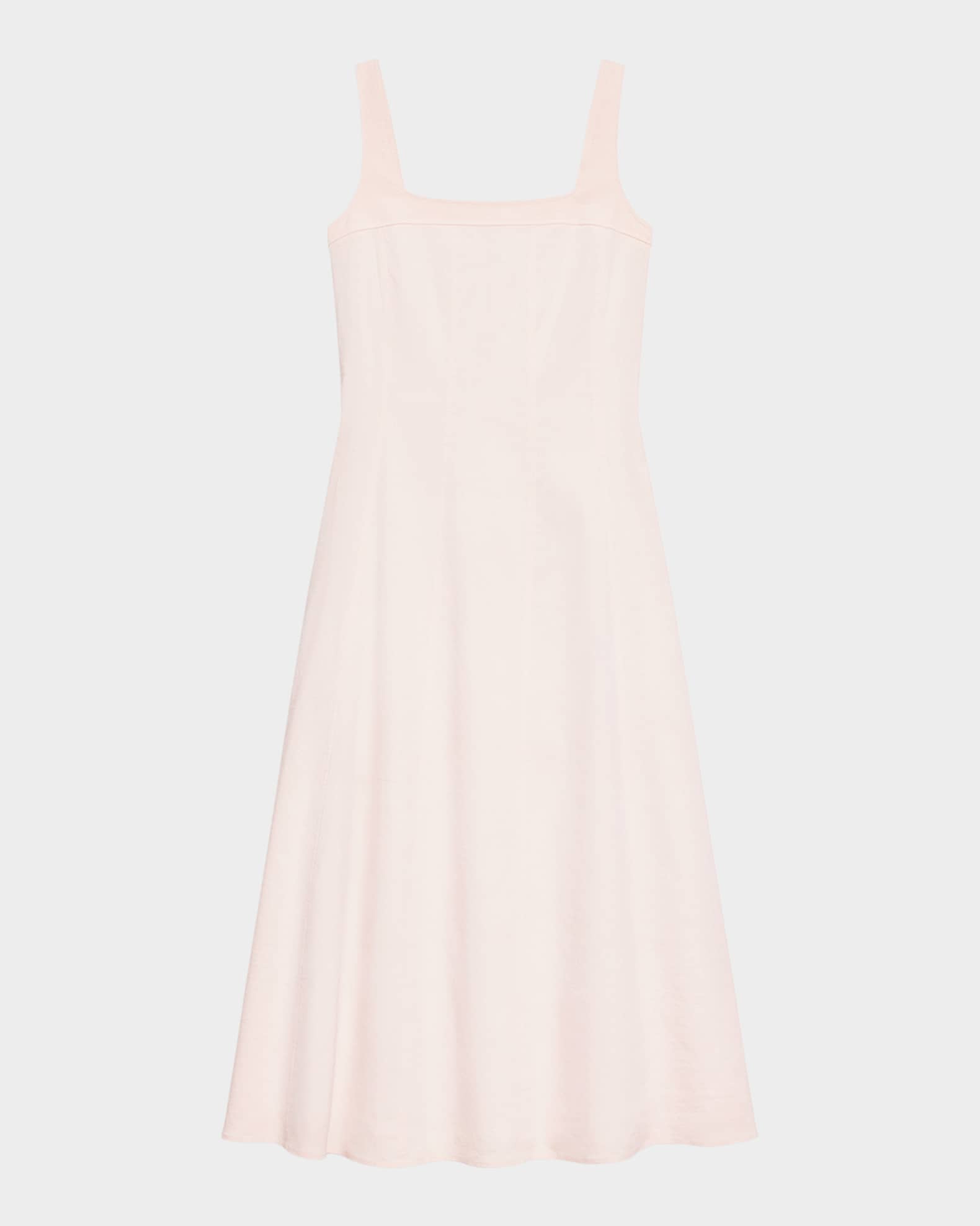 theory sleeveless midi dress Theory Linen-Blend Square-Neck Midi Dress - Pink