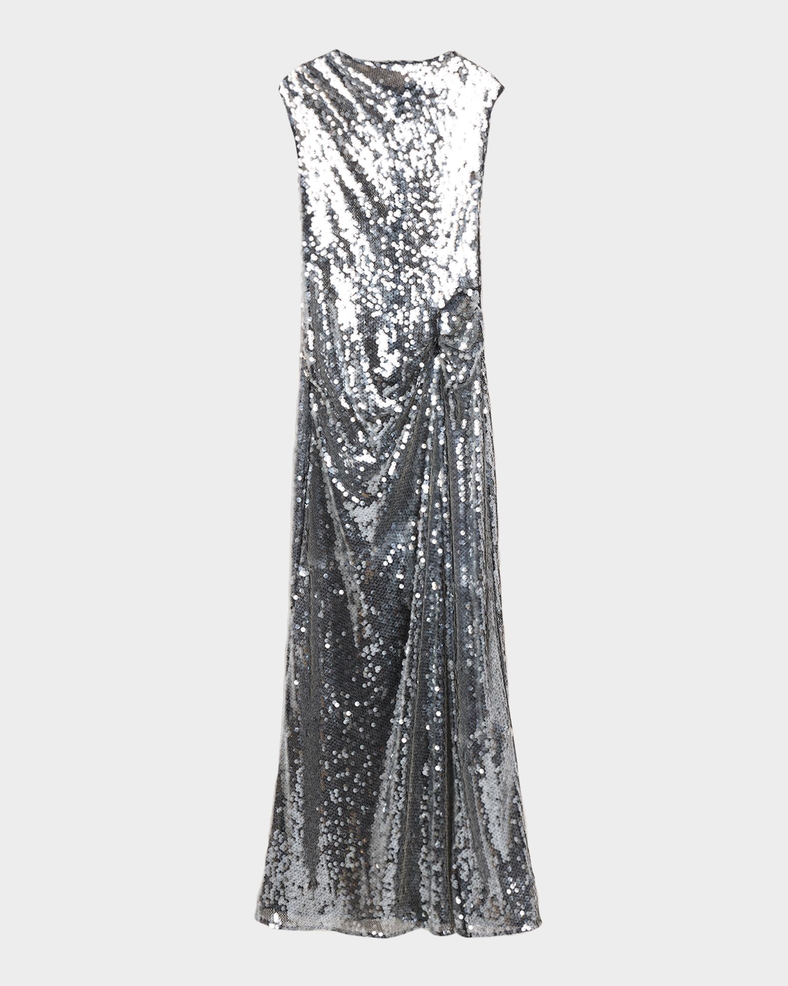 lapointe sequin dress Lapointe Blue sequin maxi dress with bell sleeves