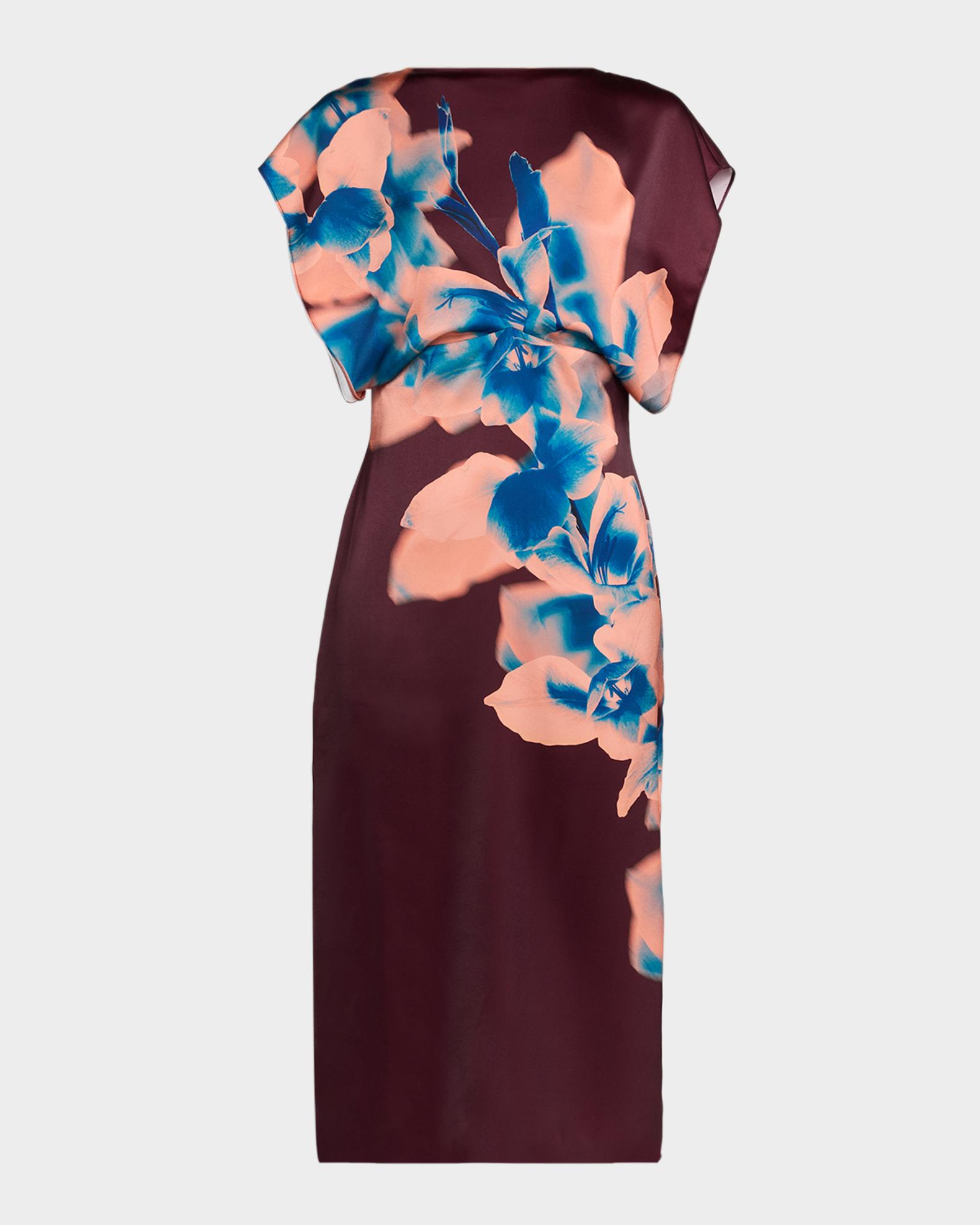 MISA Los Angeles Avri Floral Satin Midi Dress | Neiman Marcus