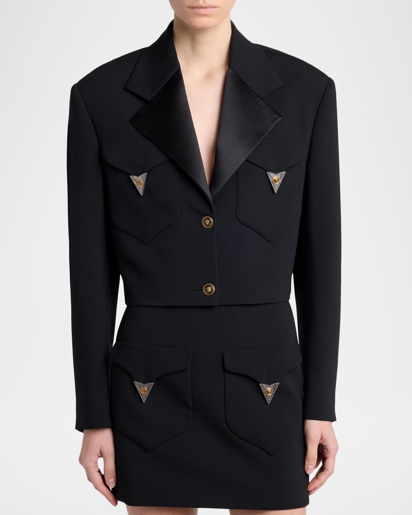 Versace Cropped Informal Wool Jacket | Neiman Marcus