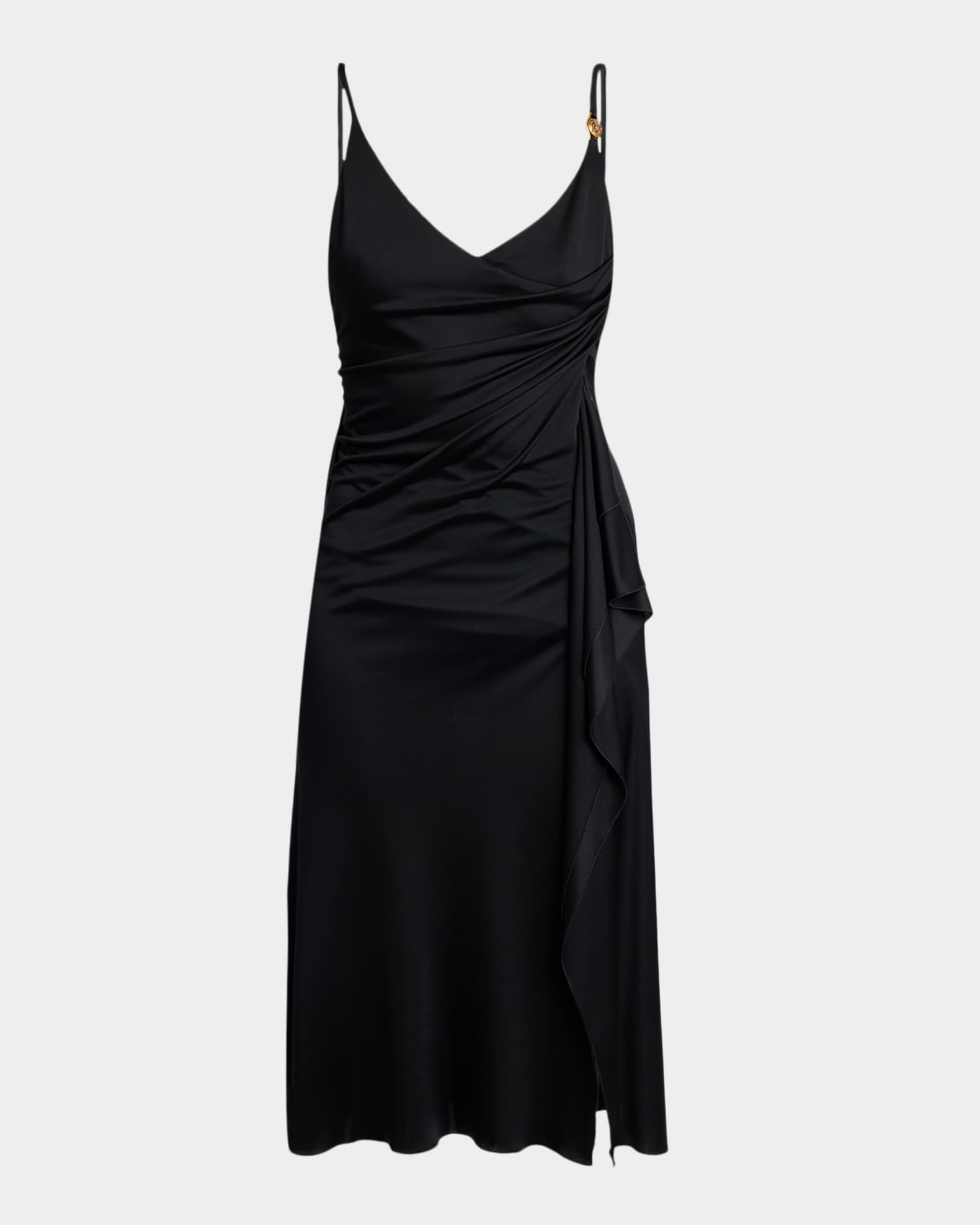 versace black satin dress Lace-Trim Satin Mini Dress Black