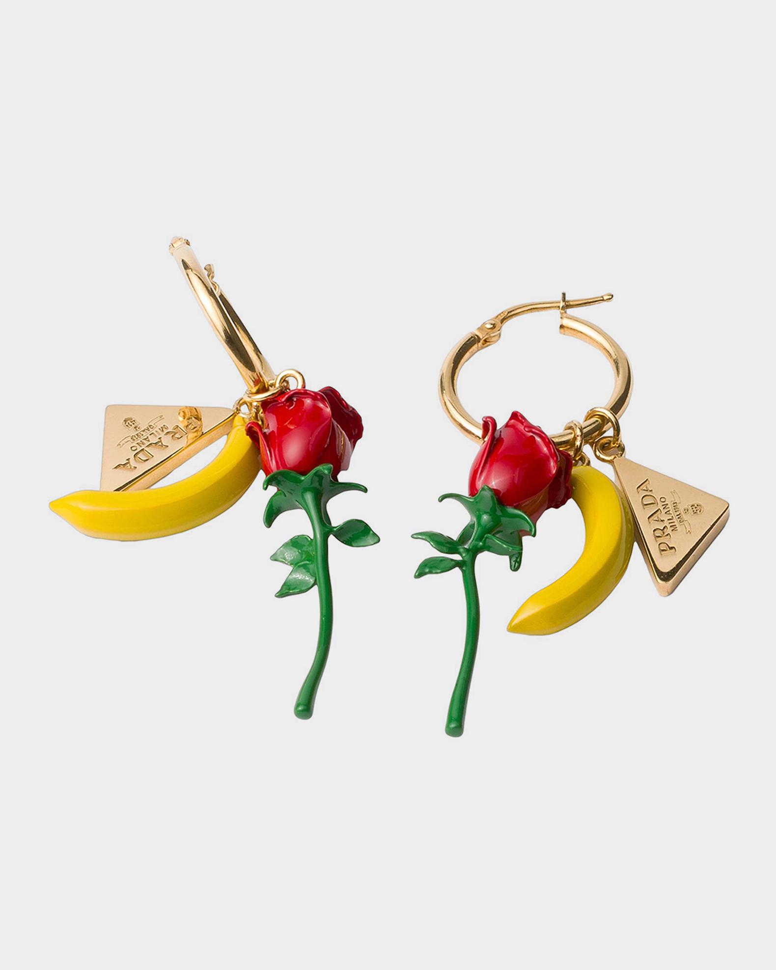 Prada Rose and Fruit Enameled Metal Earrings | Neiman Marcus