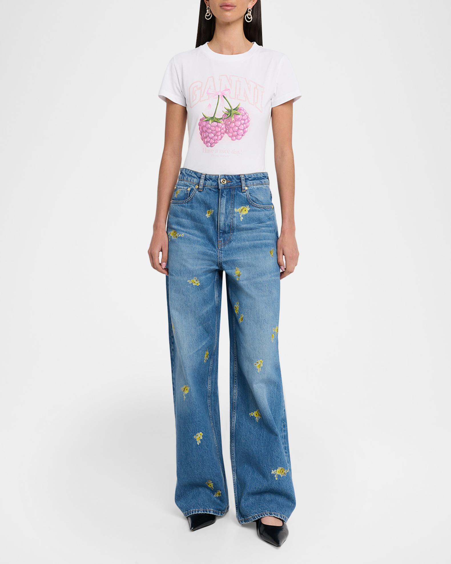 Ganni Lari Floral Baggy Jeans | Neiman Marcus