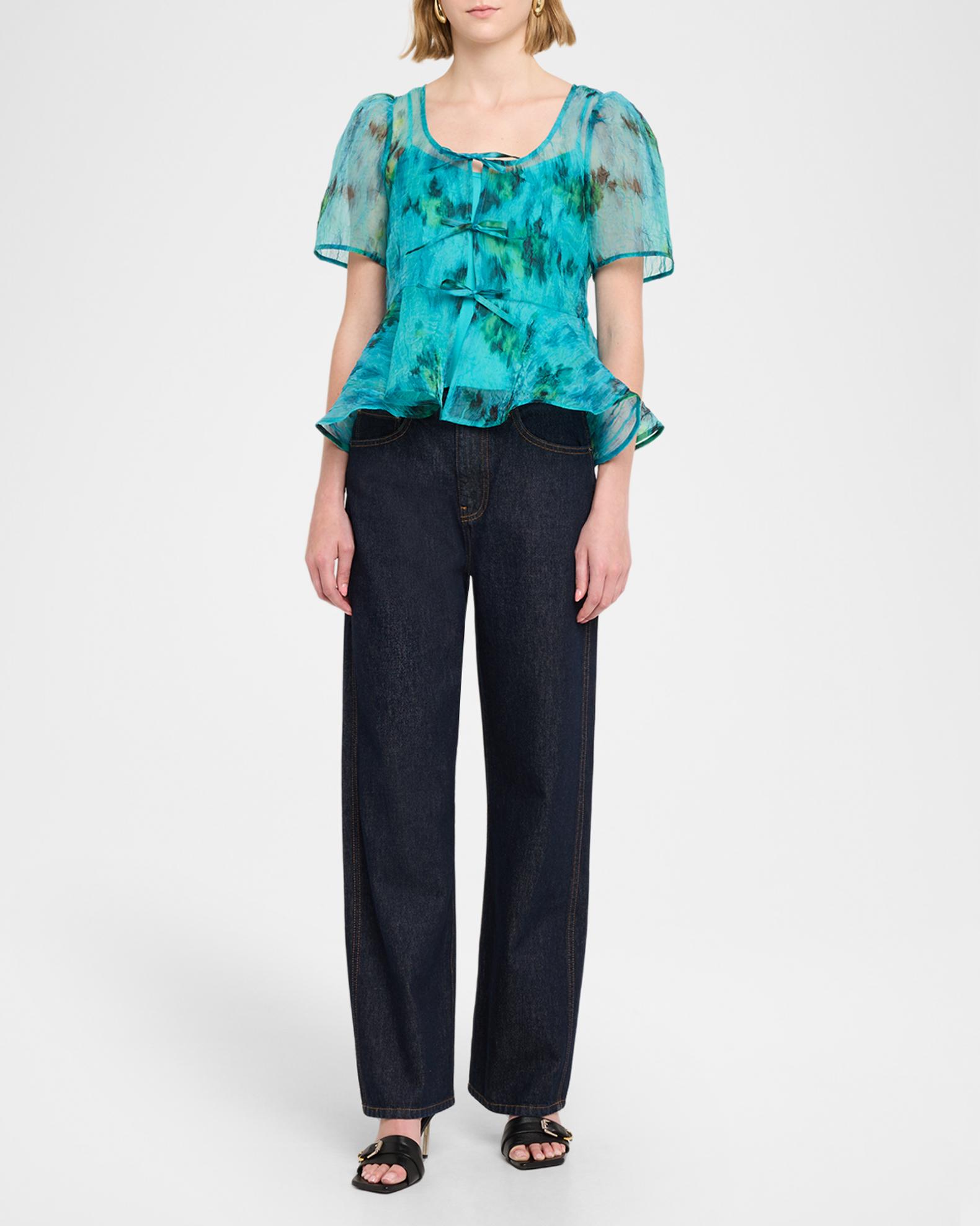Ganni Sun-Cut Peplum Top | Neiman Marcus