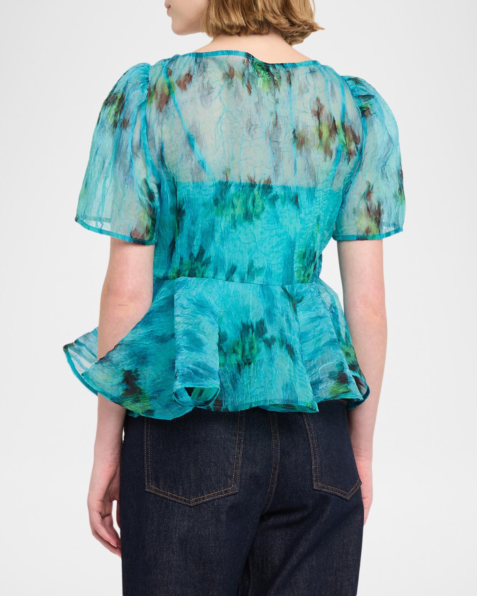Ganni Sun-Cut Peplum Top | Neiman Marcus