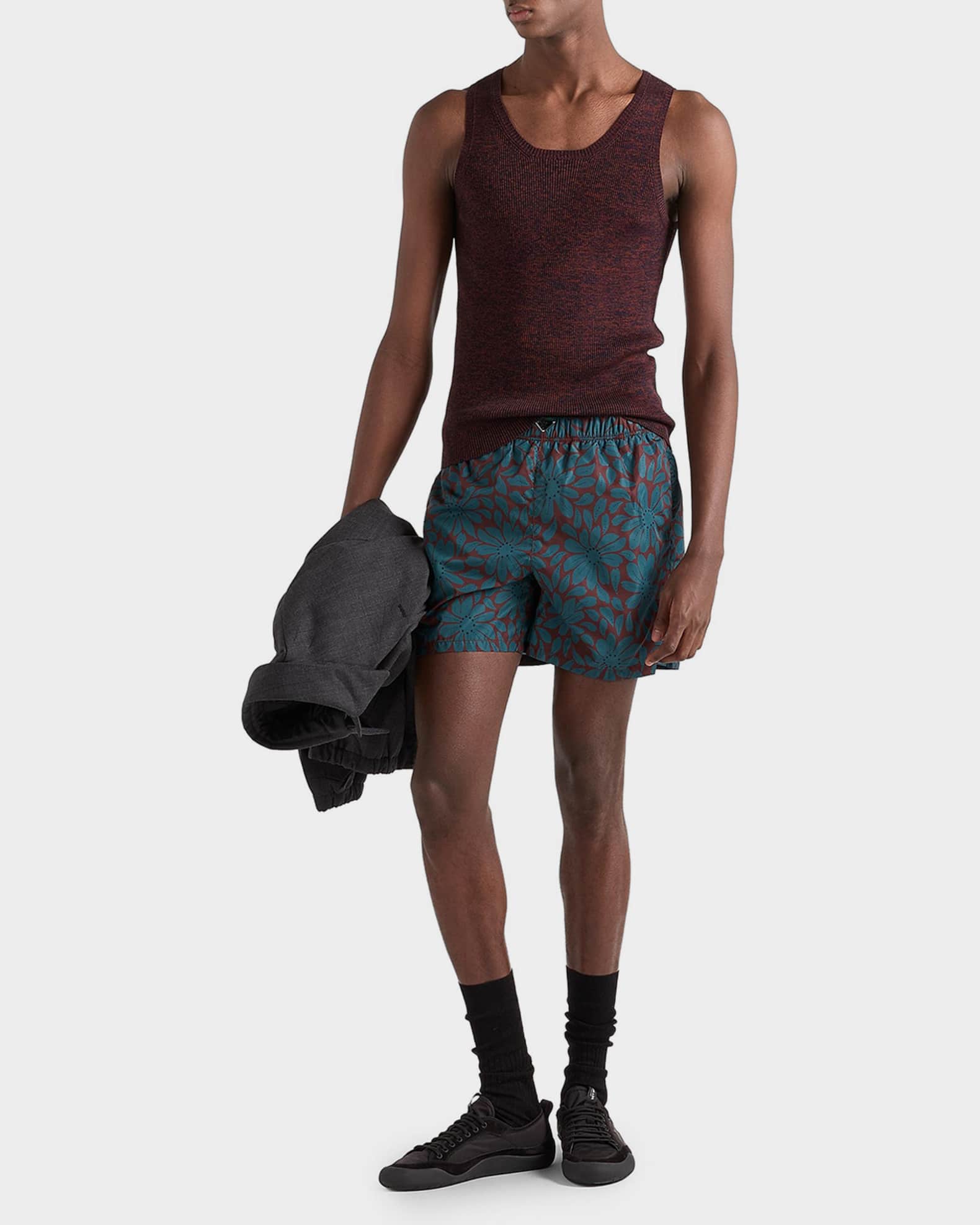 Prada Men's Daisy Printed Re-Nylon Swim Trunks | Neiman Marcus