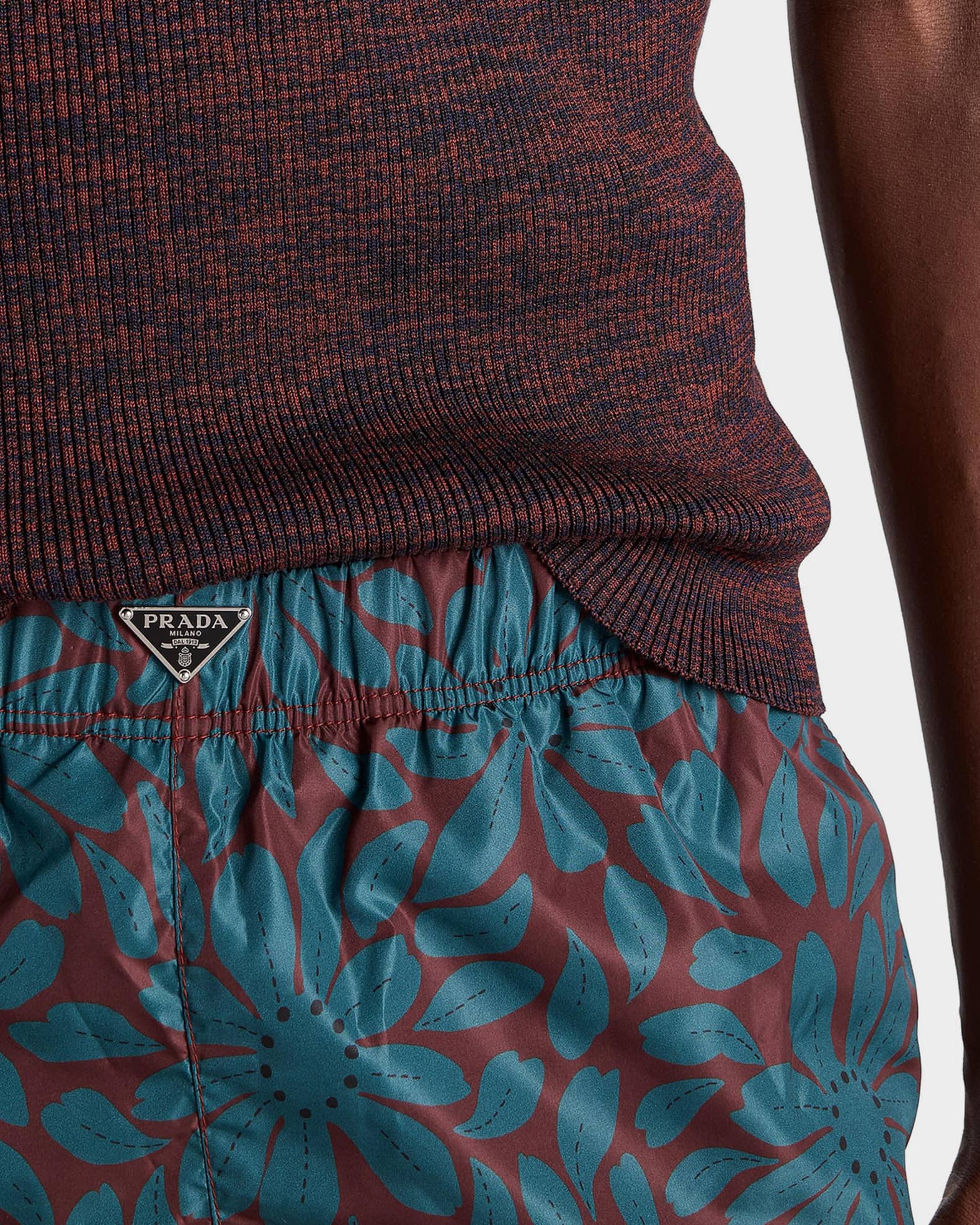 【デイジー】PRADA ショーツ Prada Men's Daisy Printed Re-Nylon Swim Trunks | Neiman Marcus