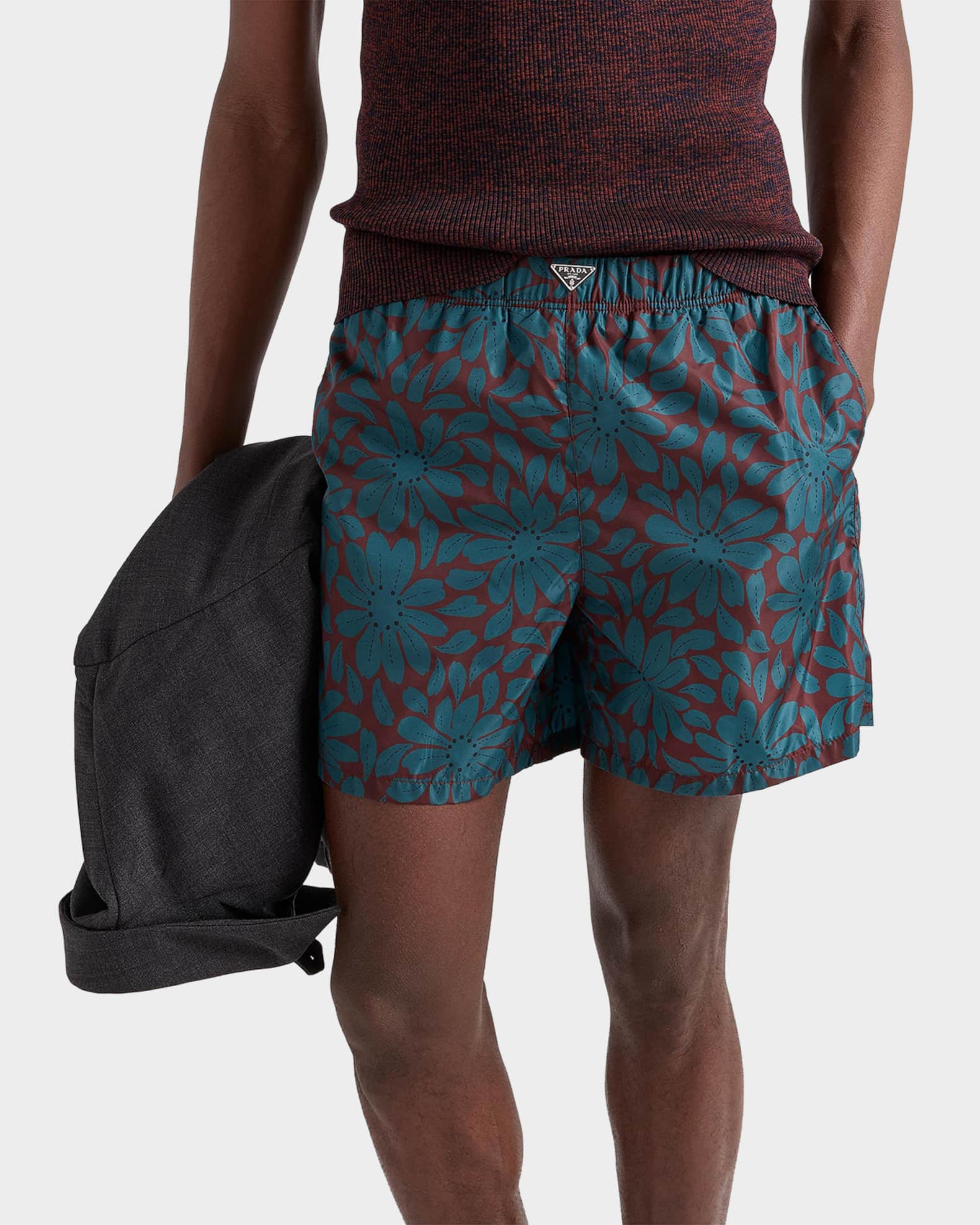 Prada Men's Daisy Printed Re-Nylon Swim Trunks | Neiman Marcus