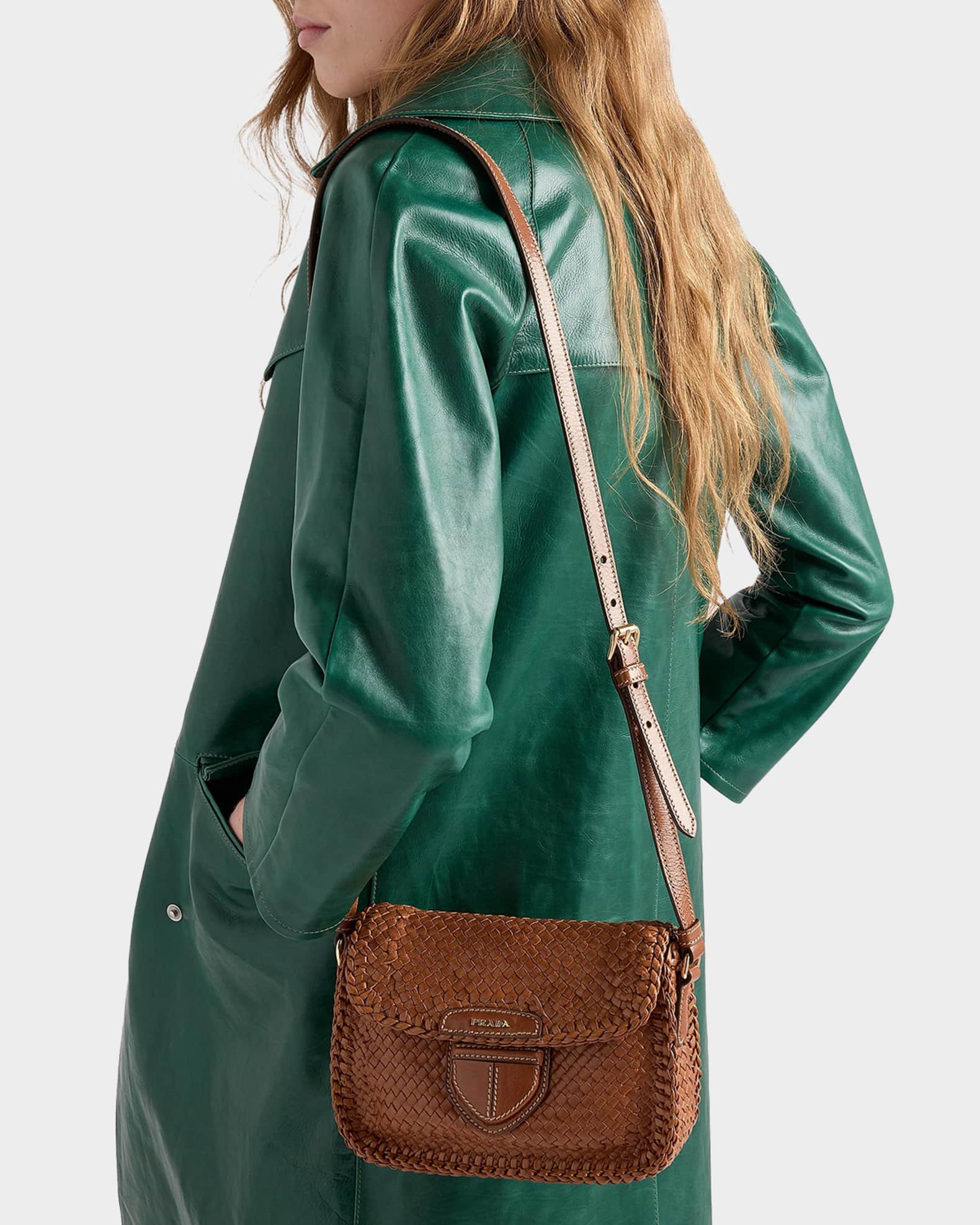 Prada Woven Leather Mini Shoulder Bag | Neiman Marcus
