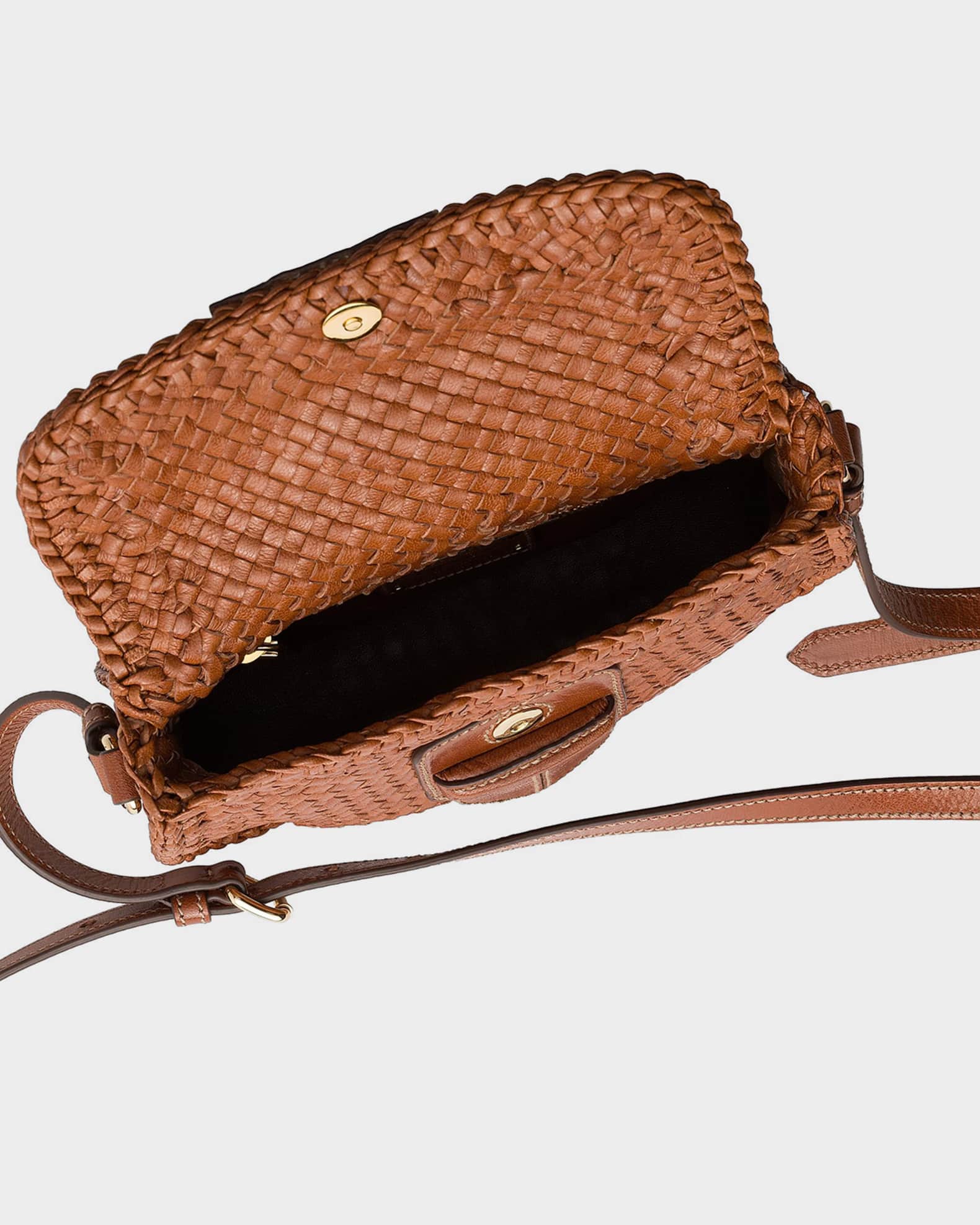 Prada Woven Leather Mini Shoulder Bag | Neiman Marcus