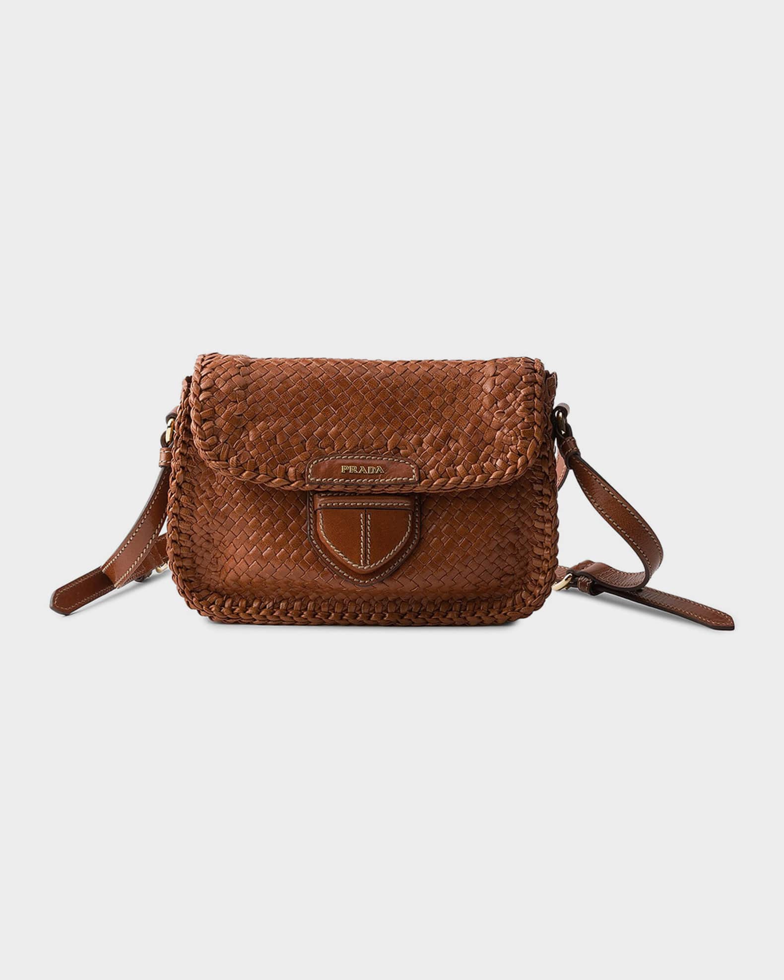 Prada Woven Leather Mini Shoulder Bag | Neiman Marcus