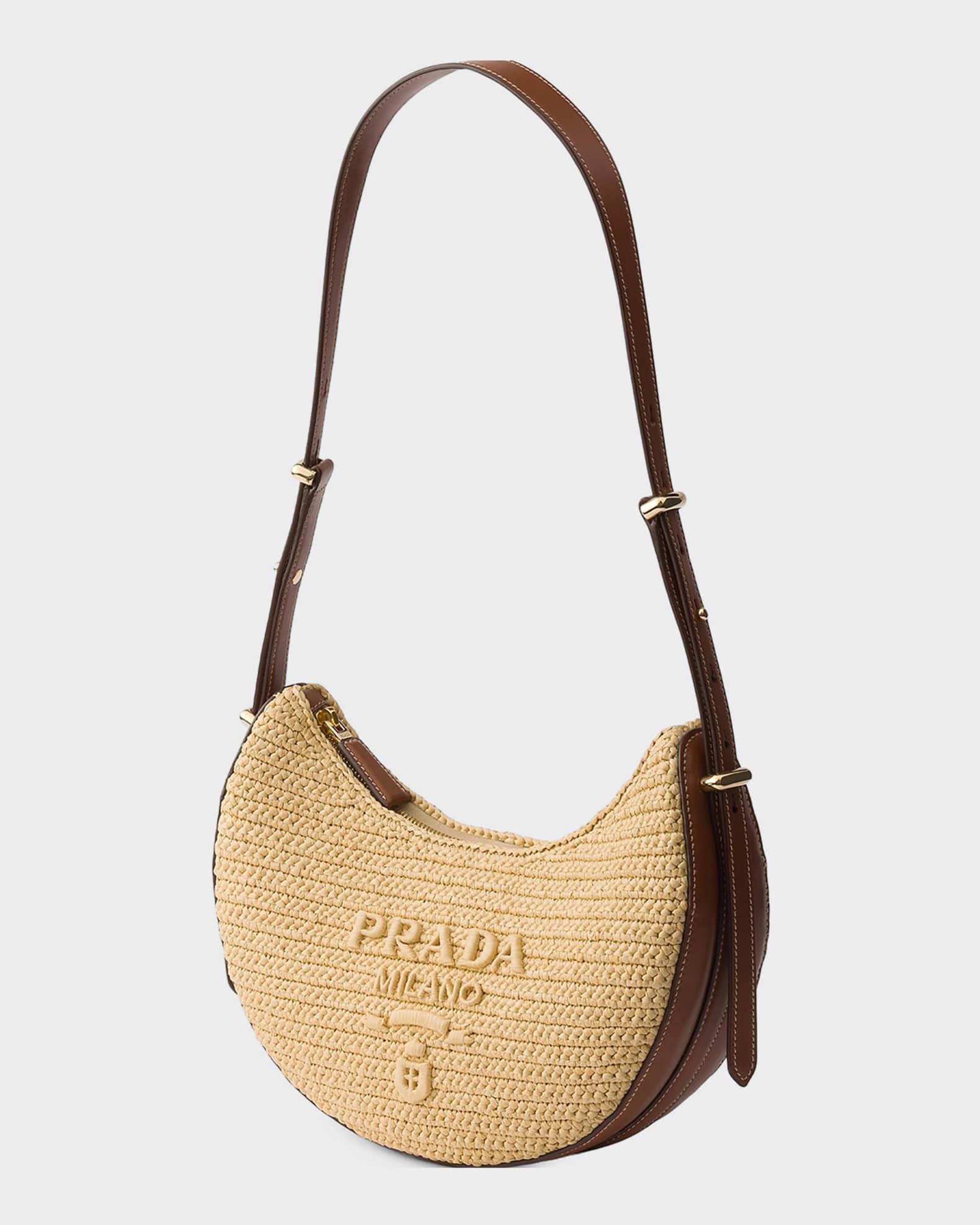 Prada Prada Arqu Small Crochet and Leather Bag | Neiman Marcus