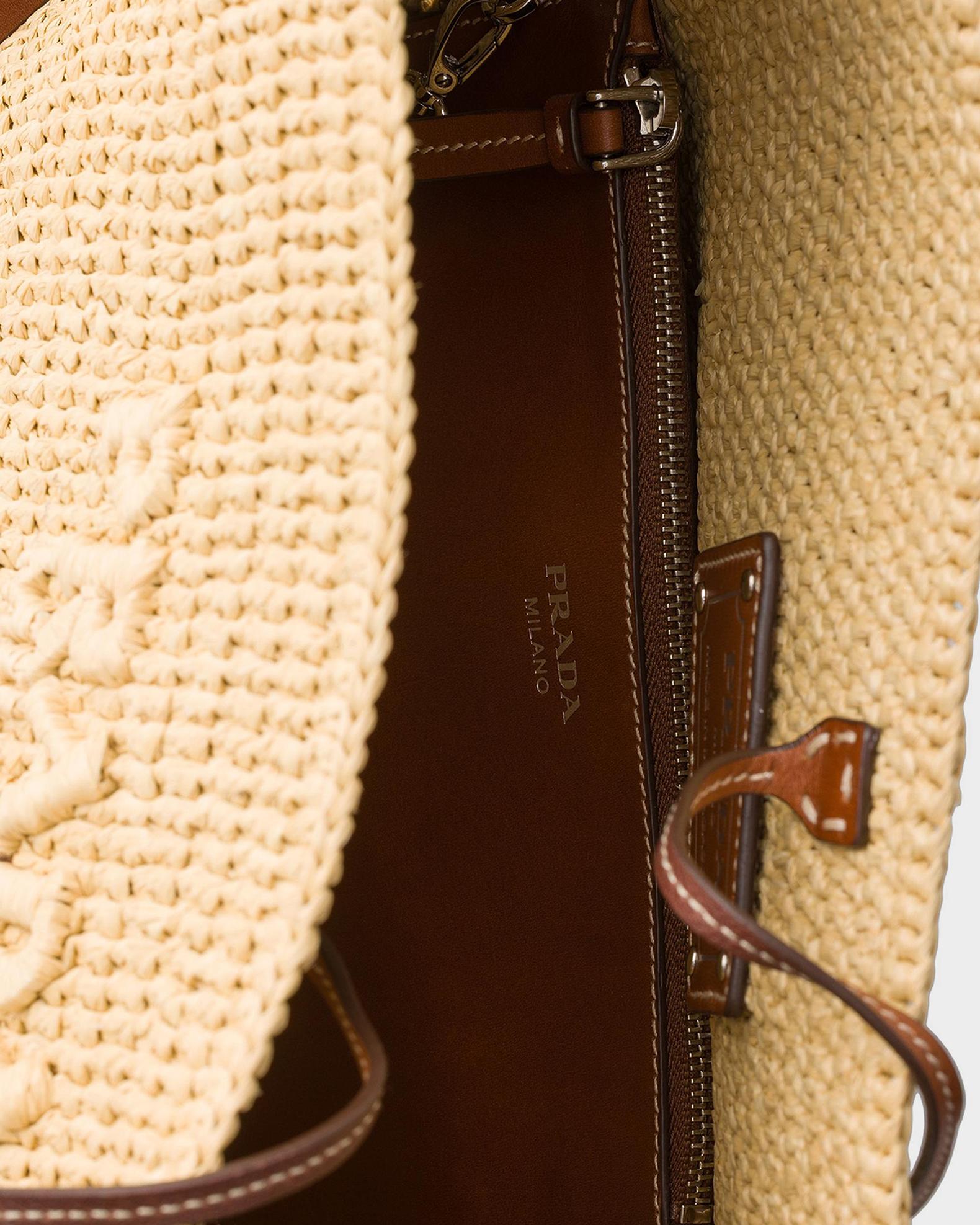 Prada Small Crochet and Leather Bucket Bag | Neiman Marcus