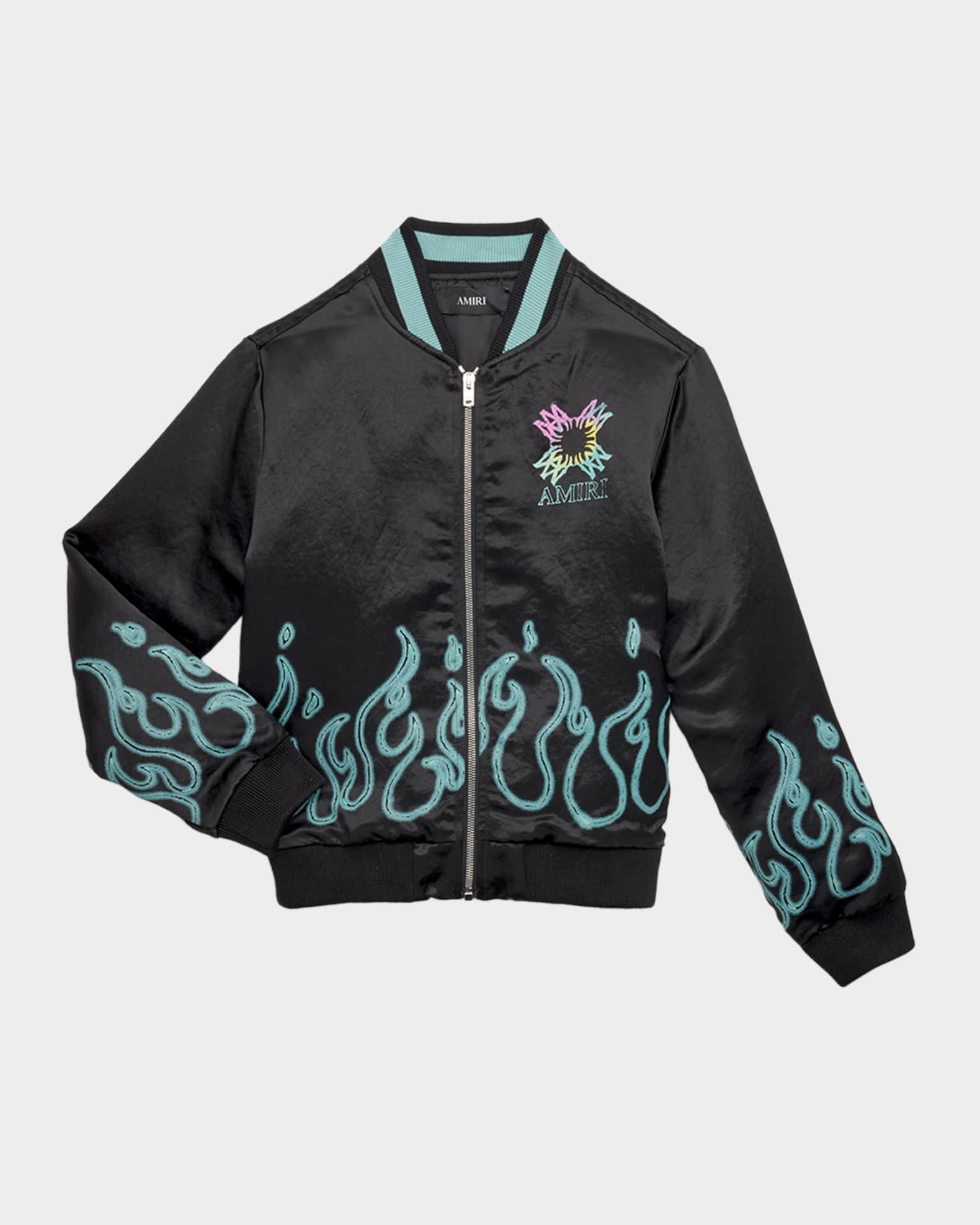 Amiri Kid's MA Quad Flames Satin Bomber Jacket, Size 4-12 | Neiman