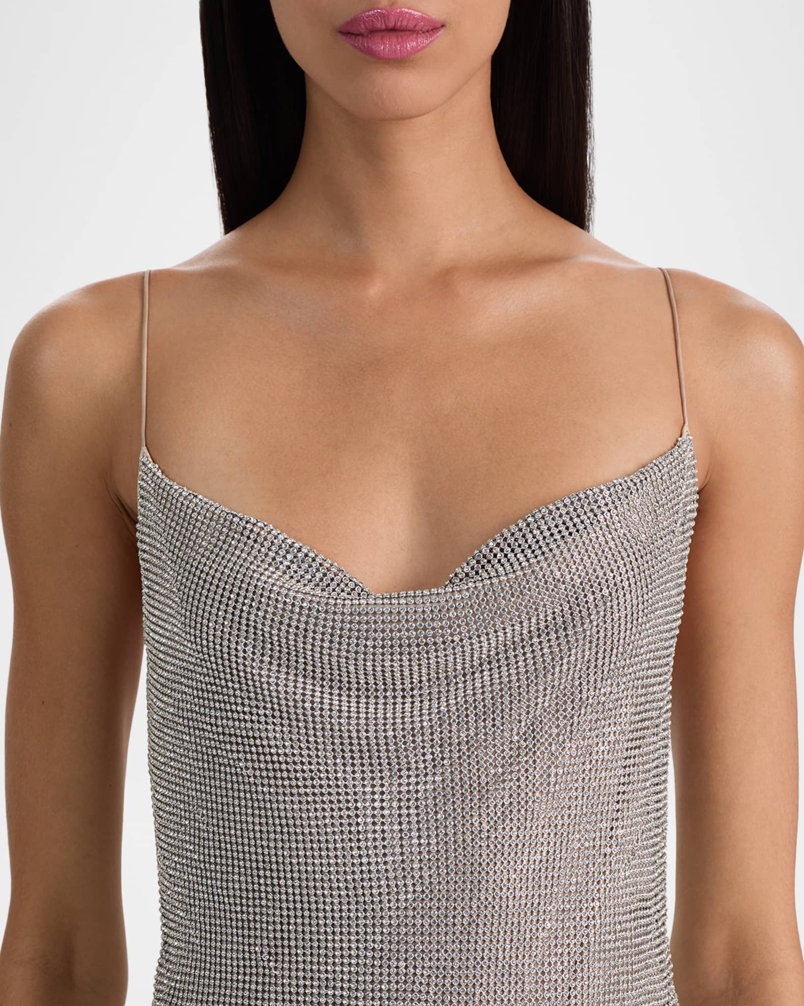 ALICE + OLIVIA Harmony Crystal Chainmail Slip Dress | Neiman Marcus