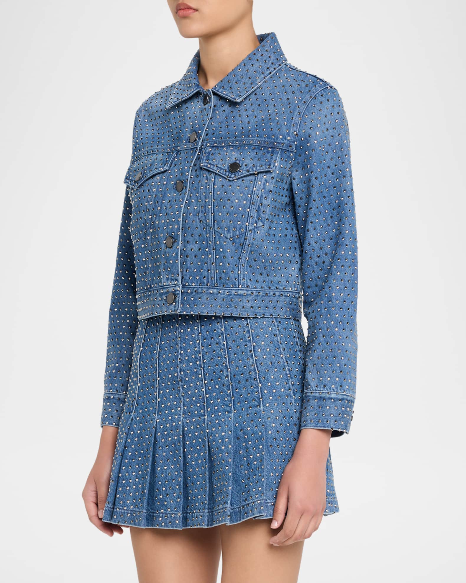 ALICE + OLIVIA Chloe Embellished Denim Jacket | Neiman Marcus