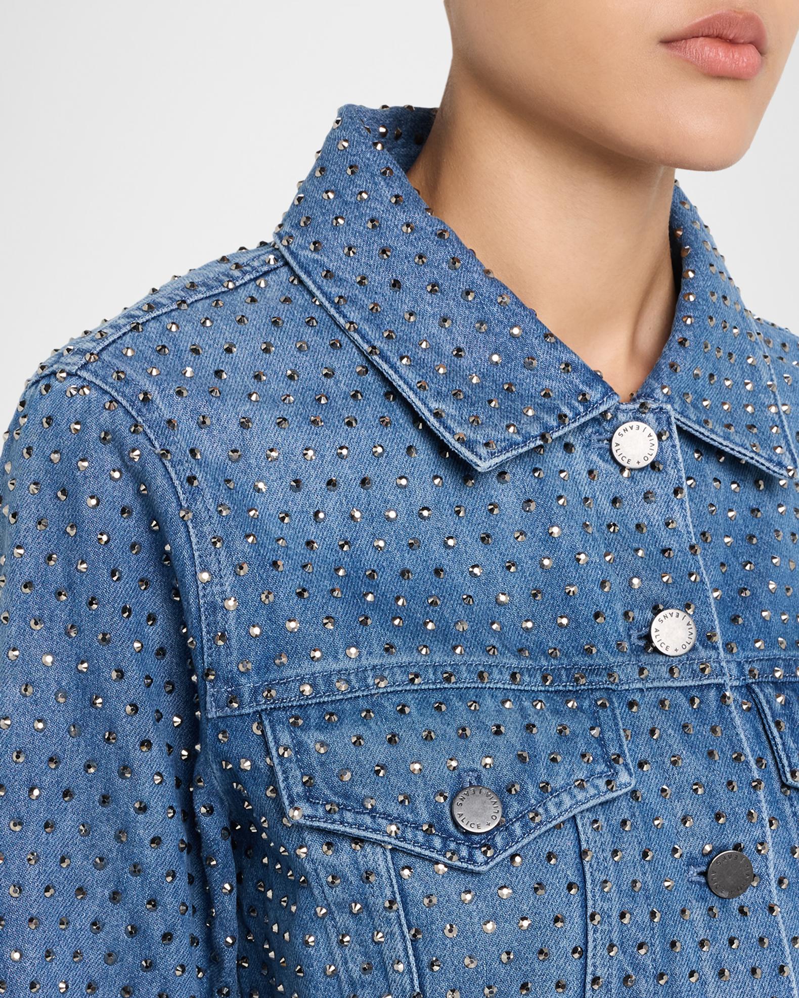 ALICE + OLIVIA Chloe Embellished Denim Jacket | Neiman Marcus