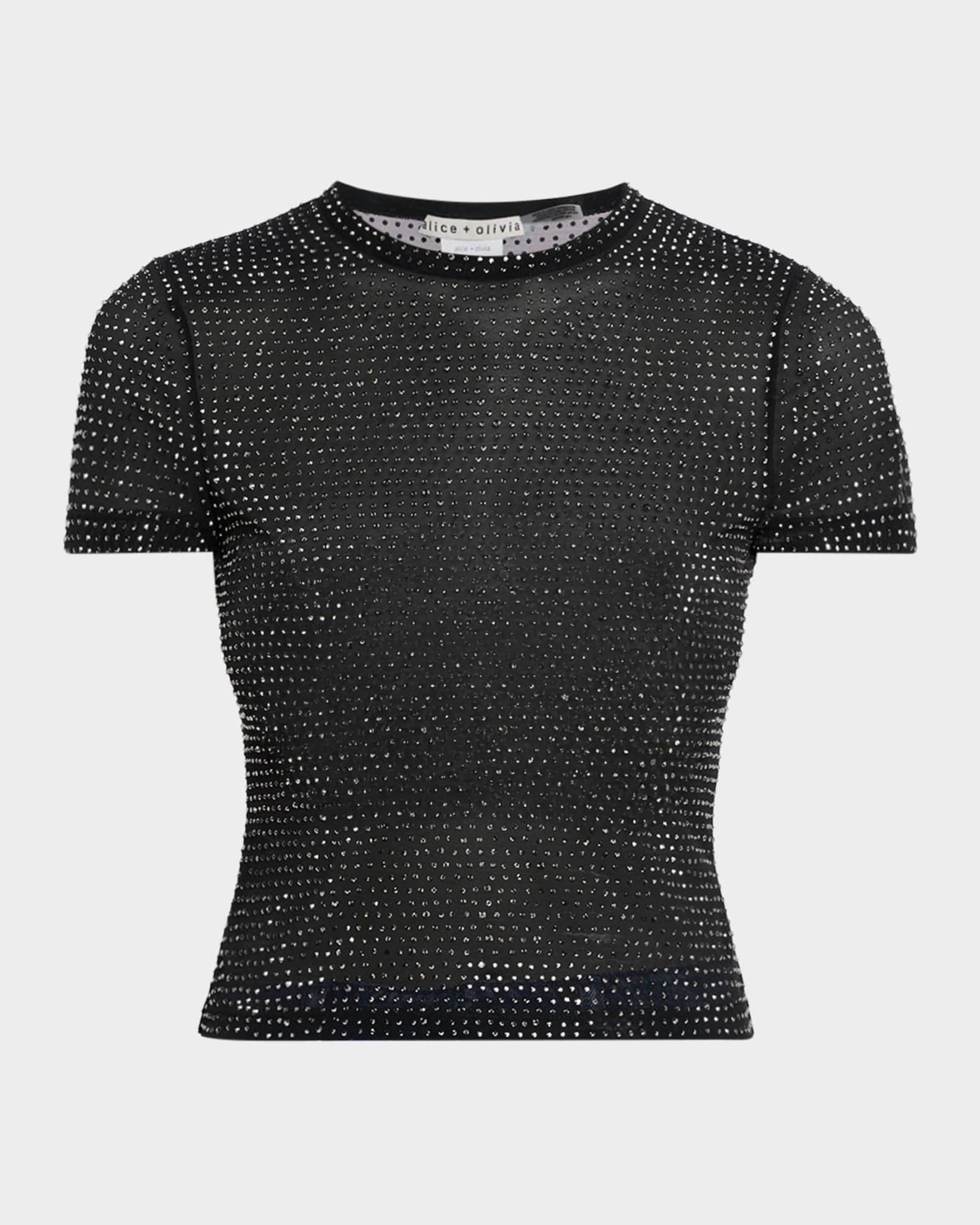 ALICE + OLIVIA Tess Crystal-Embellished T-Shirt | Neiman Marcus