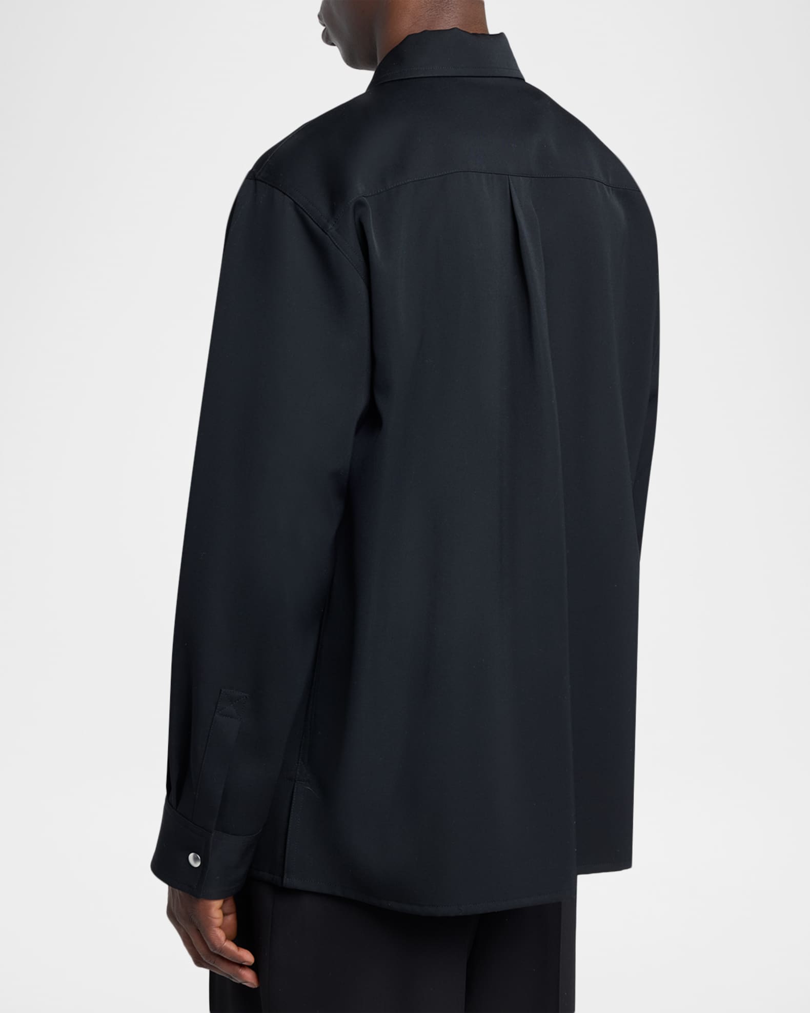 Bottega Veneta Men's Oversized Wool Flap-Pocket Shirt Jacket