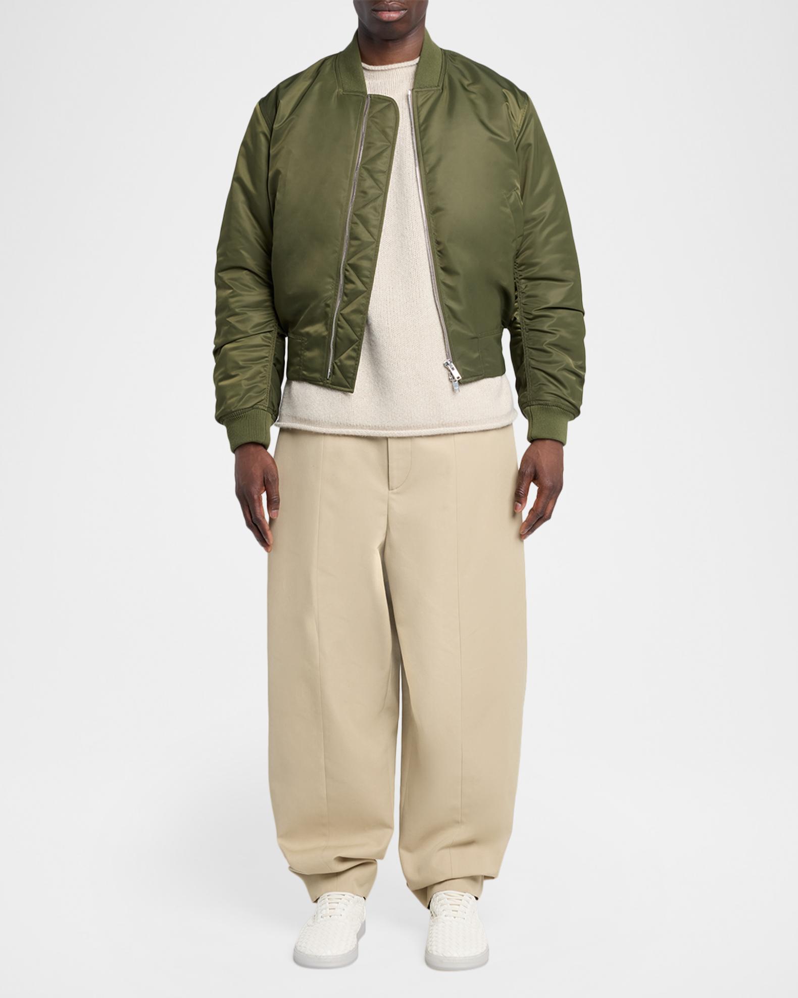 Bottega Veneta Men's Intrecciato-Patch Nylon Bomber Jacket