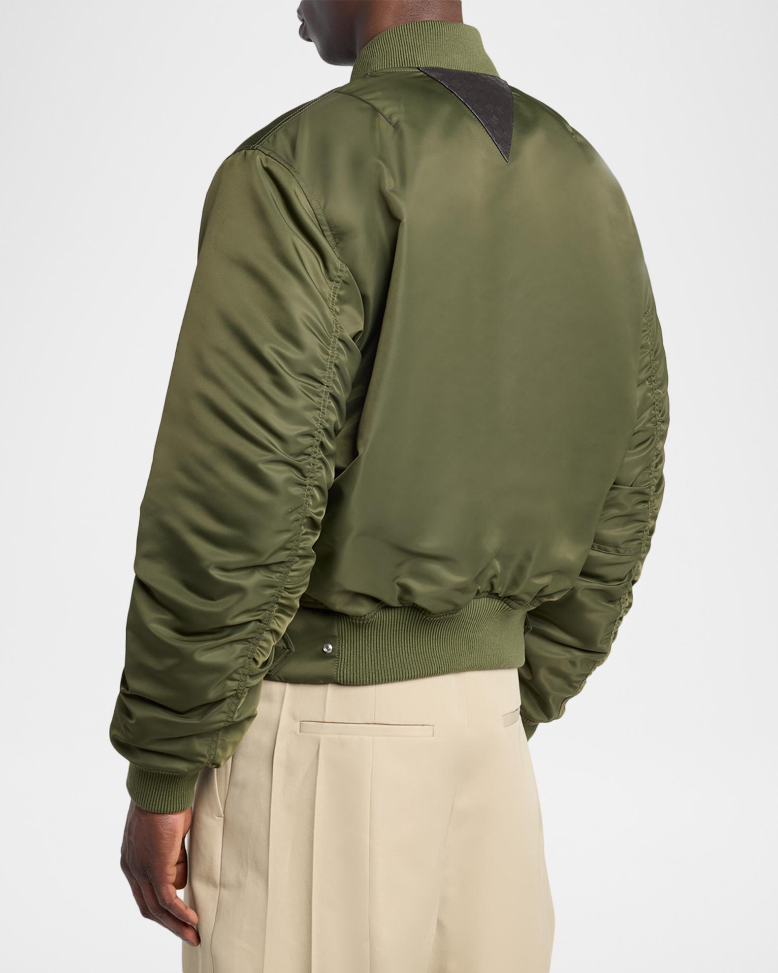 Bottega Veneta Men's Intrecciato-Patch Nylon Bomber Jacket