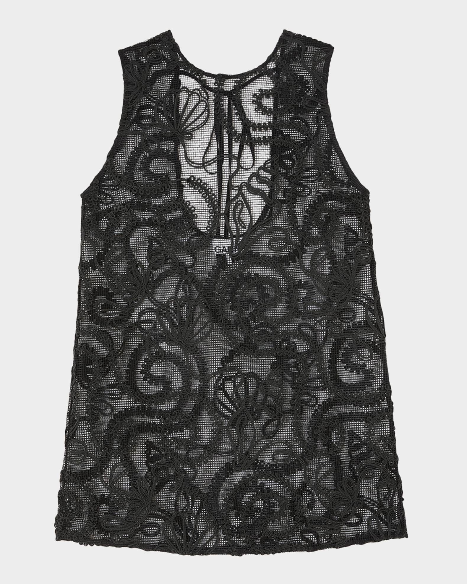 Ganni Embroidered Sheer Net Top | Neiman Marcus