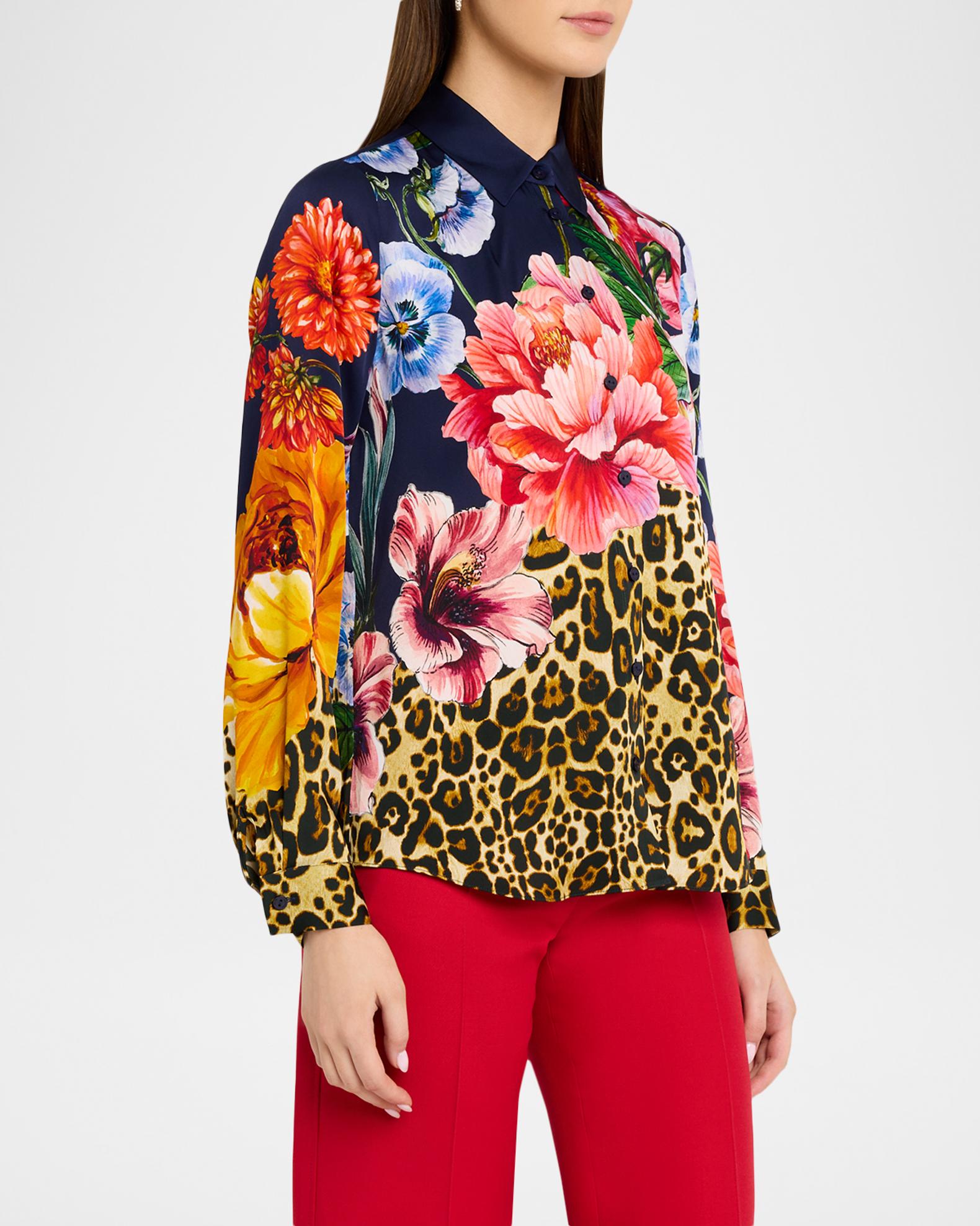 Elie Tahari The Madeline Sahara Desert Print Silk-Blend Blouse 