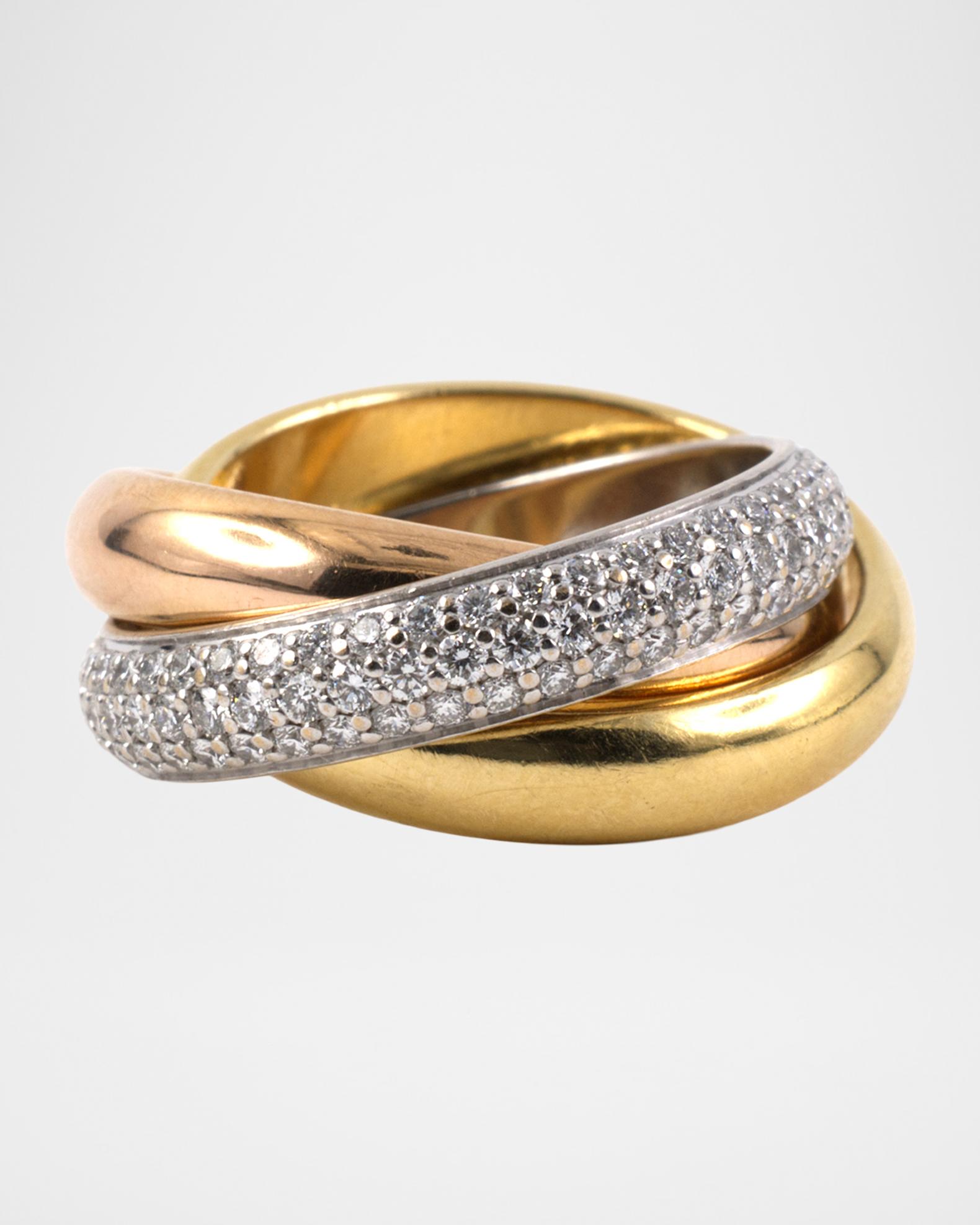 NM Estate Estate Cartier 18K Diamond Trinity Rolling Eternity Ring ...