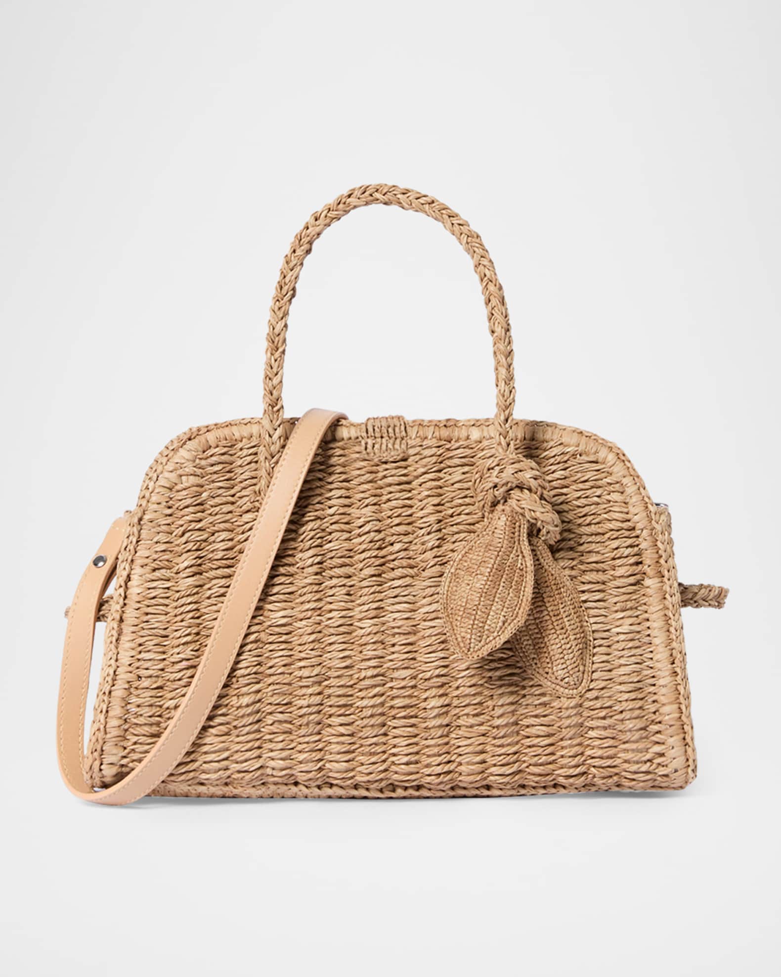 Turismo Small Raffia Top-Handle Bag | Neiman Marcus