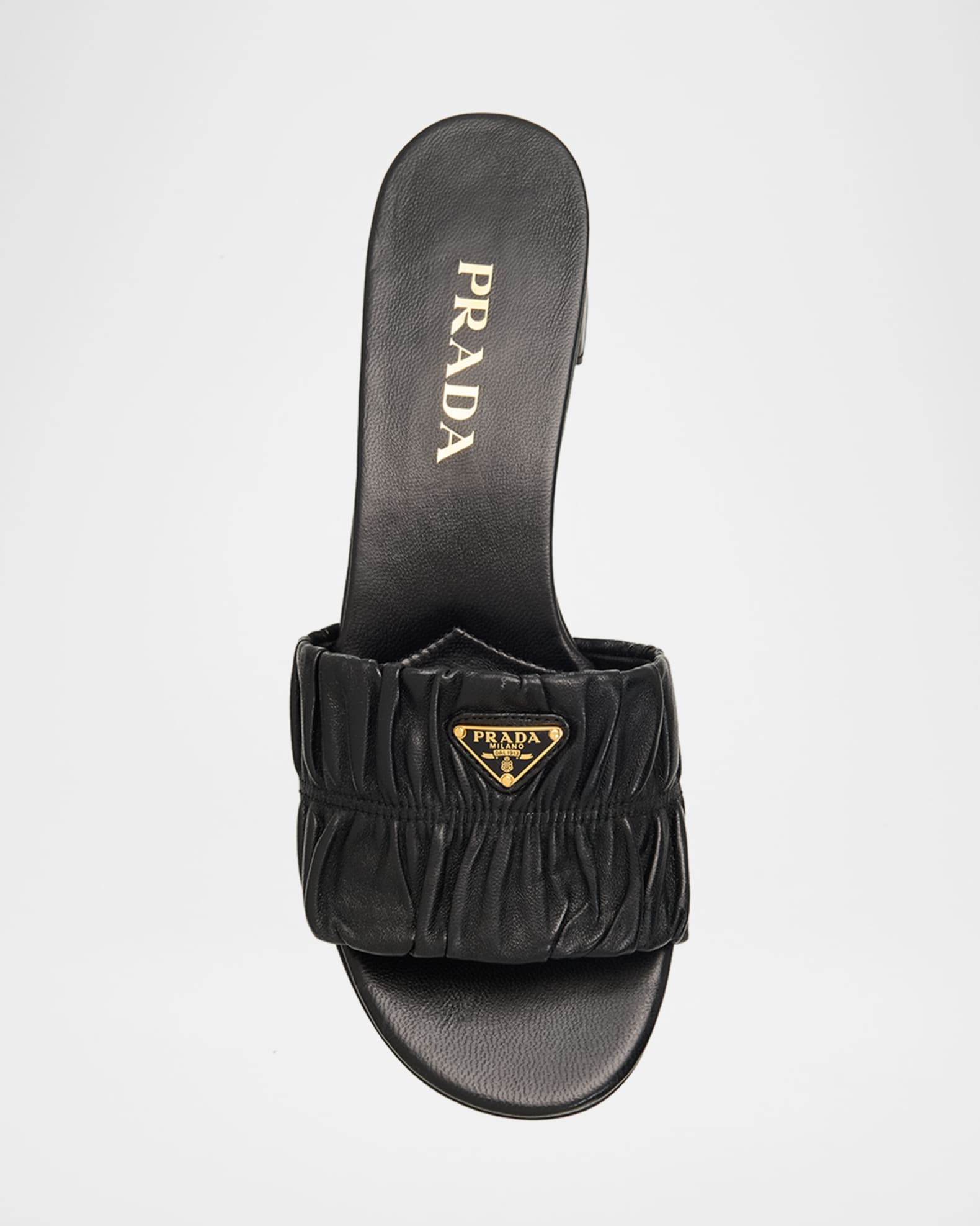 Prada 35mm Matelasse Nappa Leather Block-Heel Sandals | Neiman Marcus