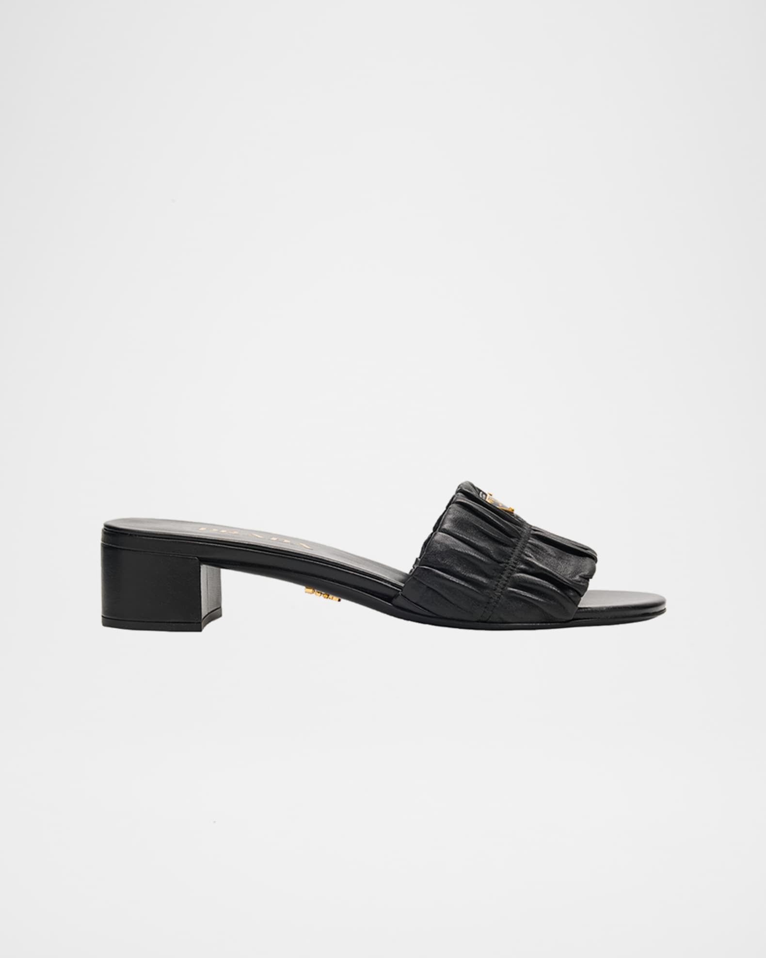 Prada 黒 ヒール5cm Prada 35mm Matelasse Nappa Leather Block-Heel Sandals | Neiman Marcus