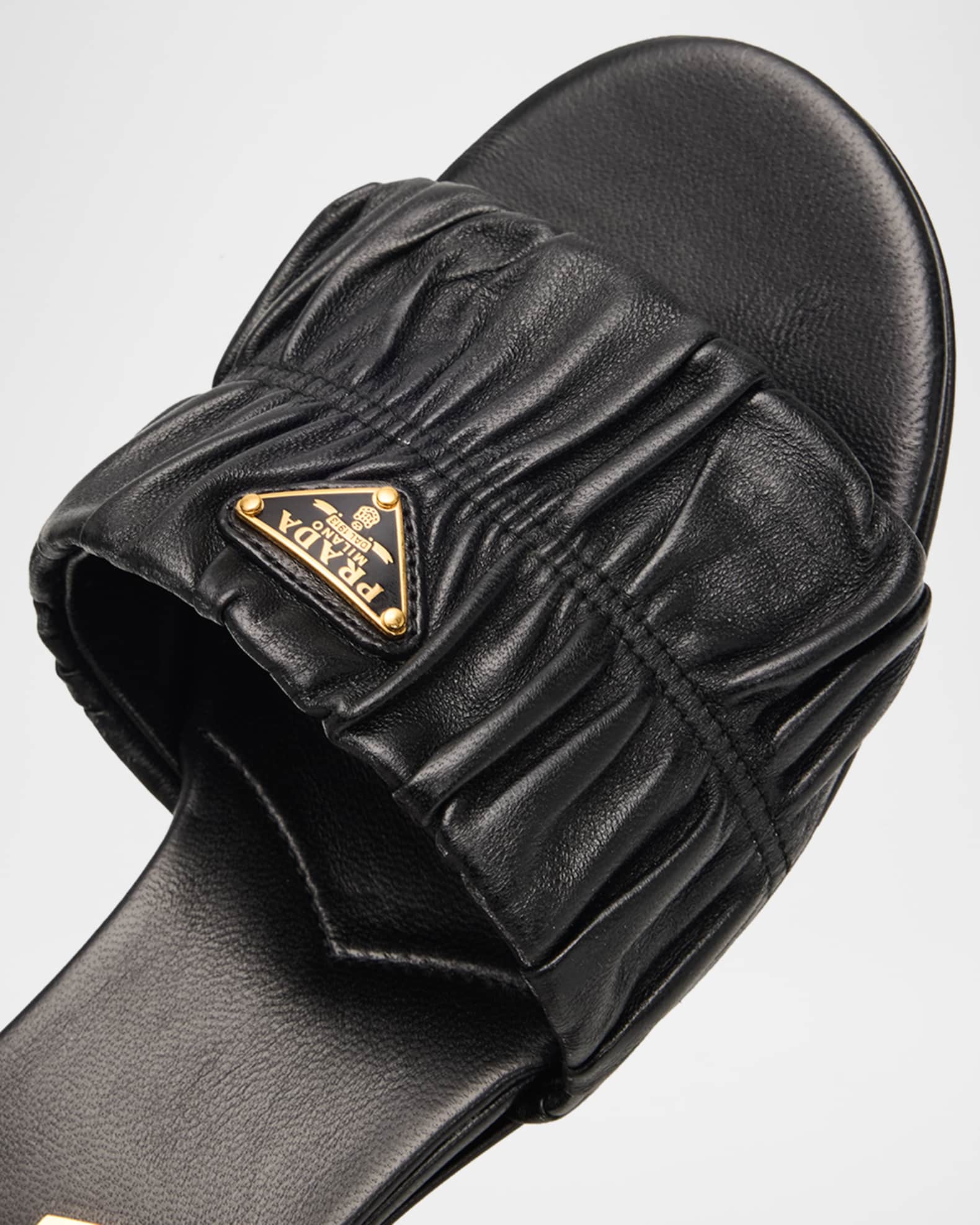 Prada 35mm Matelasse Nappa Leather Block-Heel Sandals | Neiman Marcus