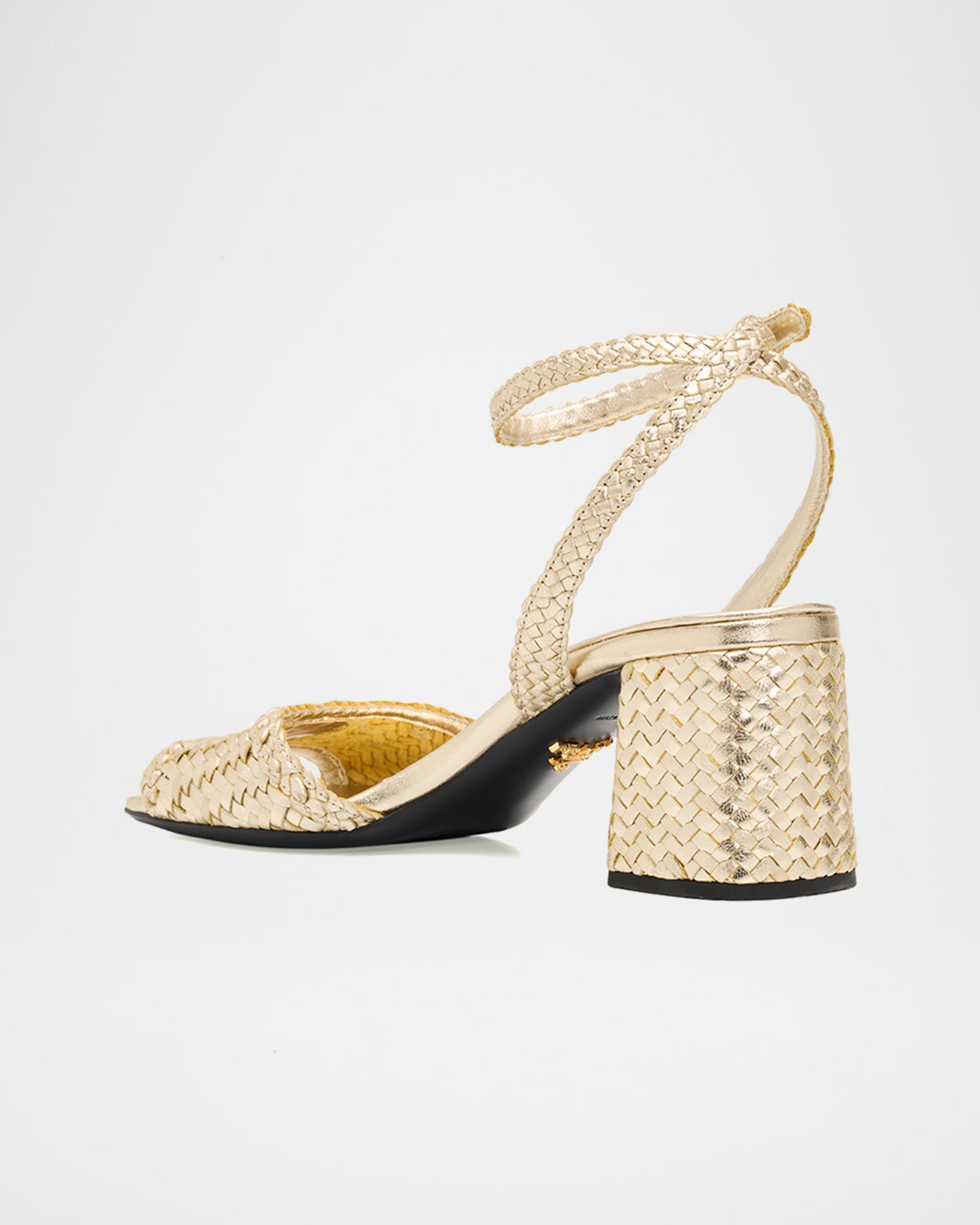 PRADA プラダ　ミュール サンダル　エルメス　シャネル Prada 65mm Madras Woven Metallic Leather Ankle-Strap Sandals