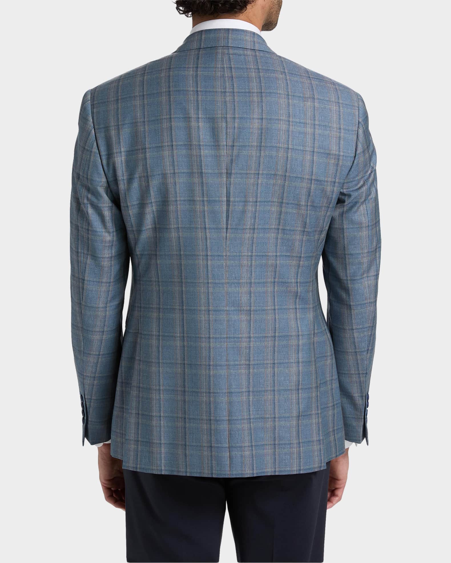 Emporio Armani Men's Plaid Wool Single-Breasted Jacket | Neiman Marcus