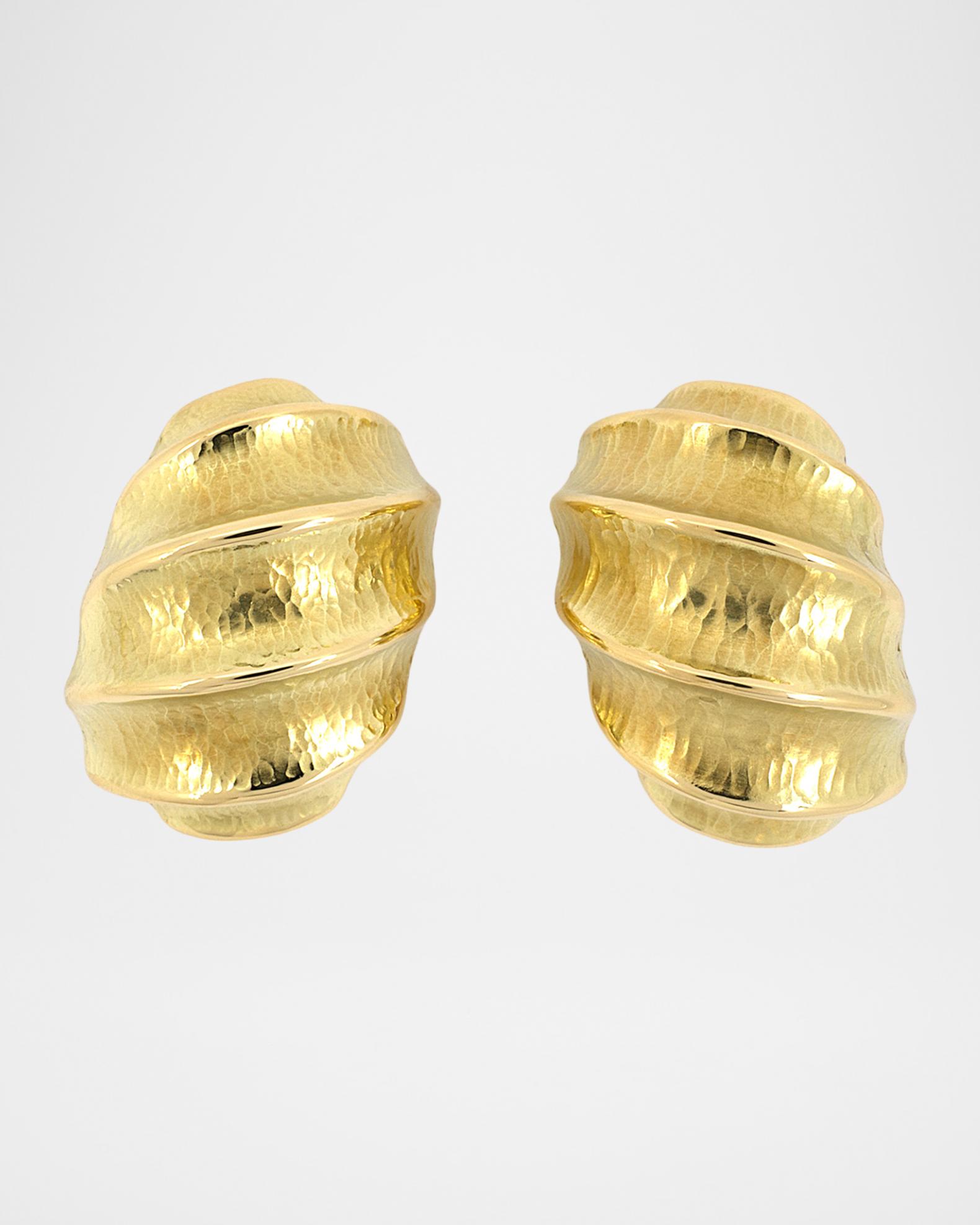 NM Estate Estate 18K Yellow Gold Corrugated Hammered Earrings | Neiman ...