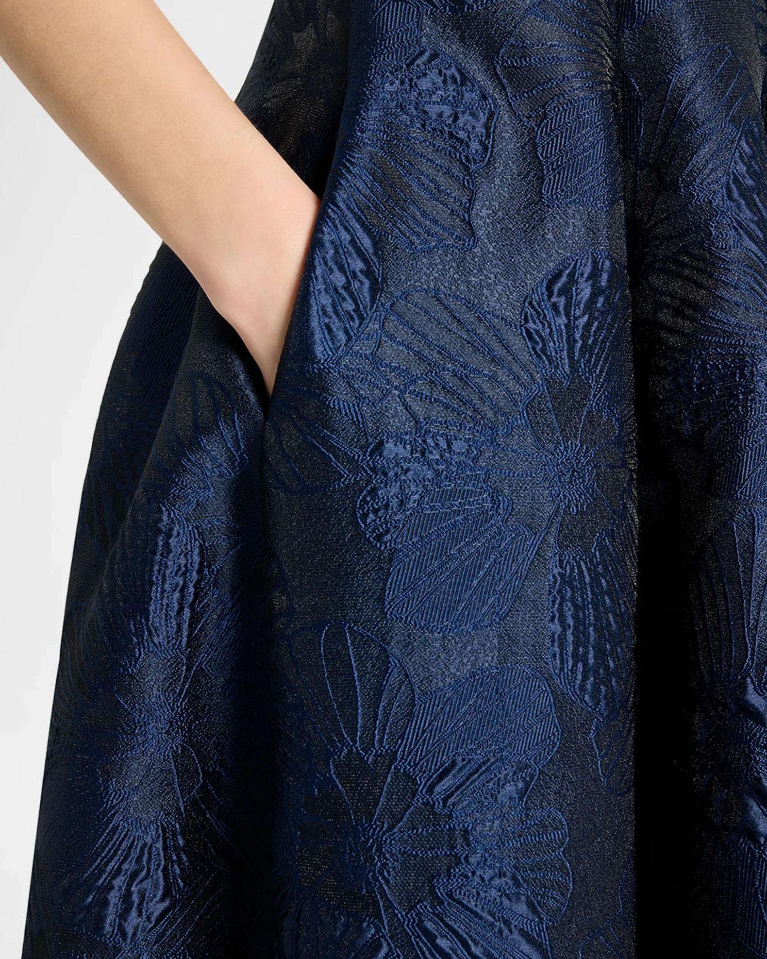 Talbot Runhof Off-Shoulder Jacquard Dress with Pockets | Neiman Marcus