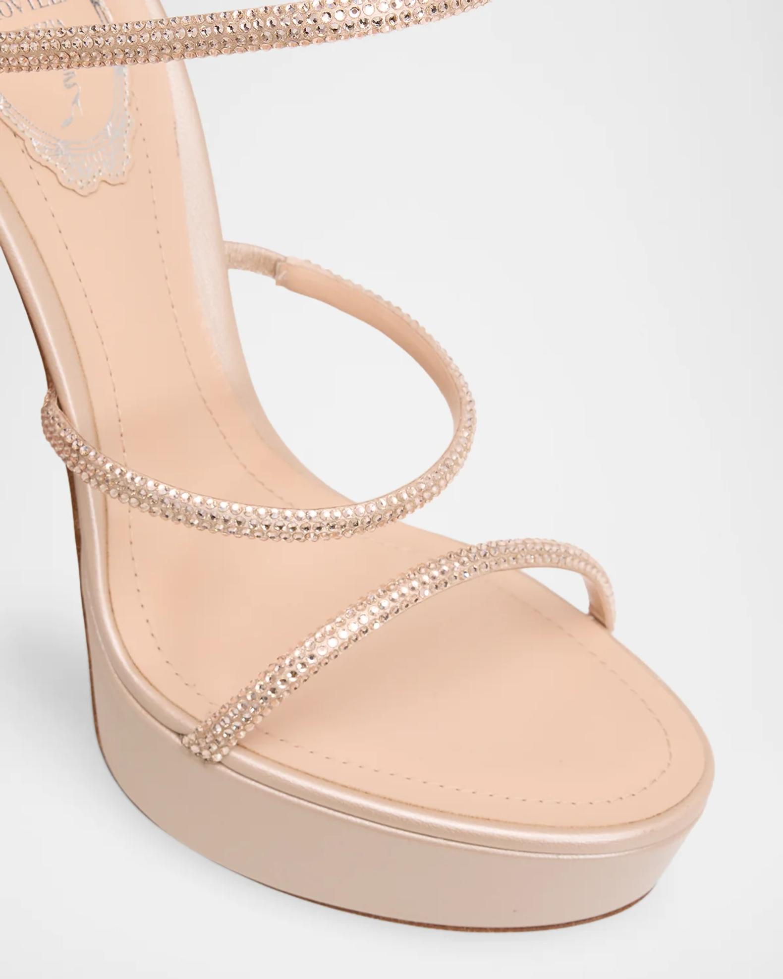 Rene Caovilla 130mm Embellished Satin Platform Snake-Wrap Sandals