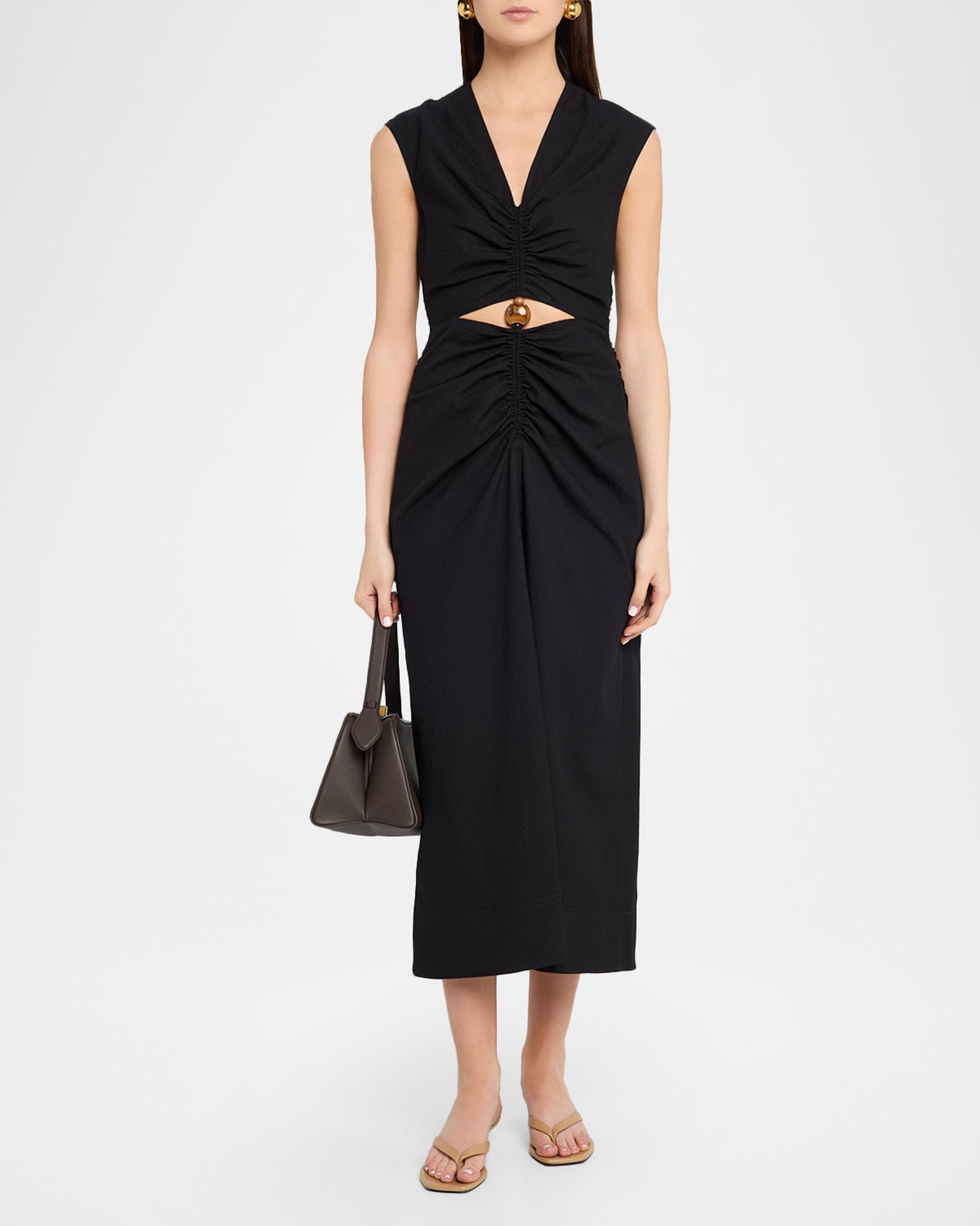 Veronica Beard Marisabel Cutout Crepe Midi Dress | Neiman Marcus