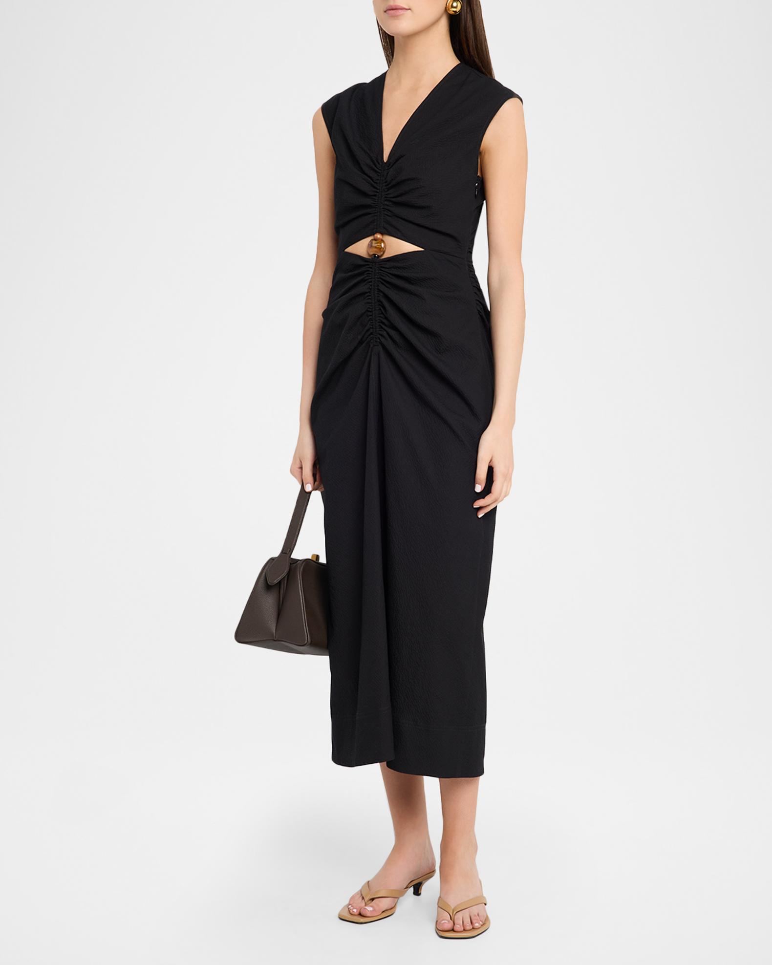 Veronica Beard Marisabel Cutout Crepe Midi Dress | Neiman Marcus