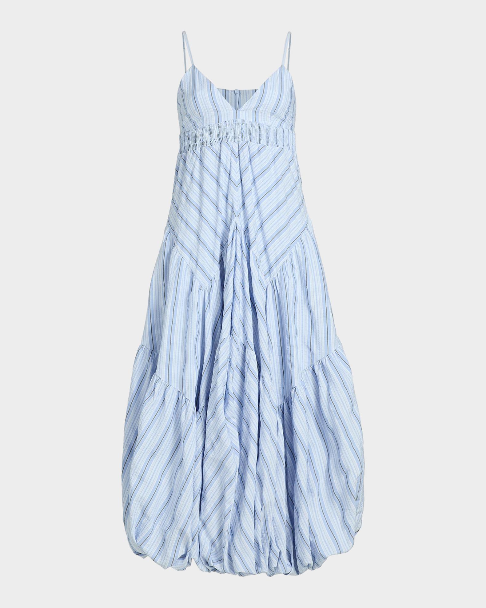 Cinq à Sept Evory Striped Cotton-Blend Midi Dress | Neiman Marcus