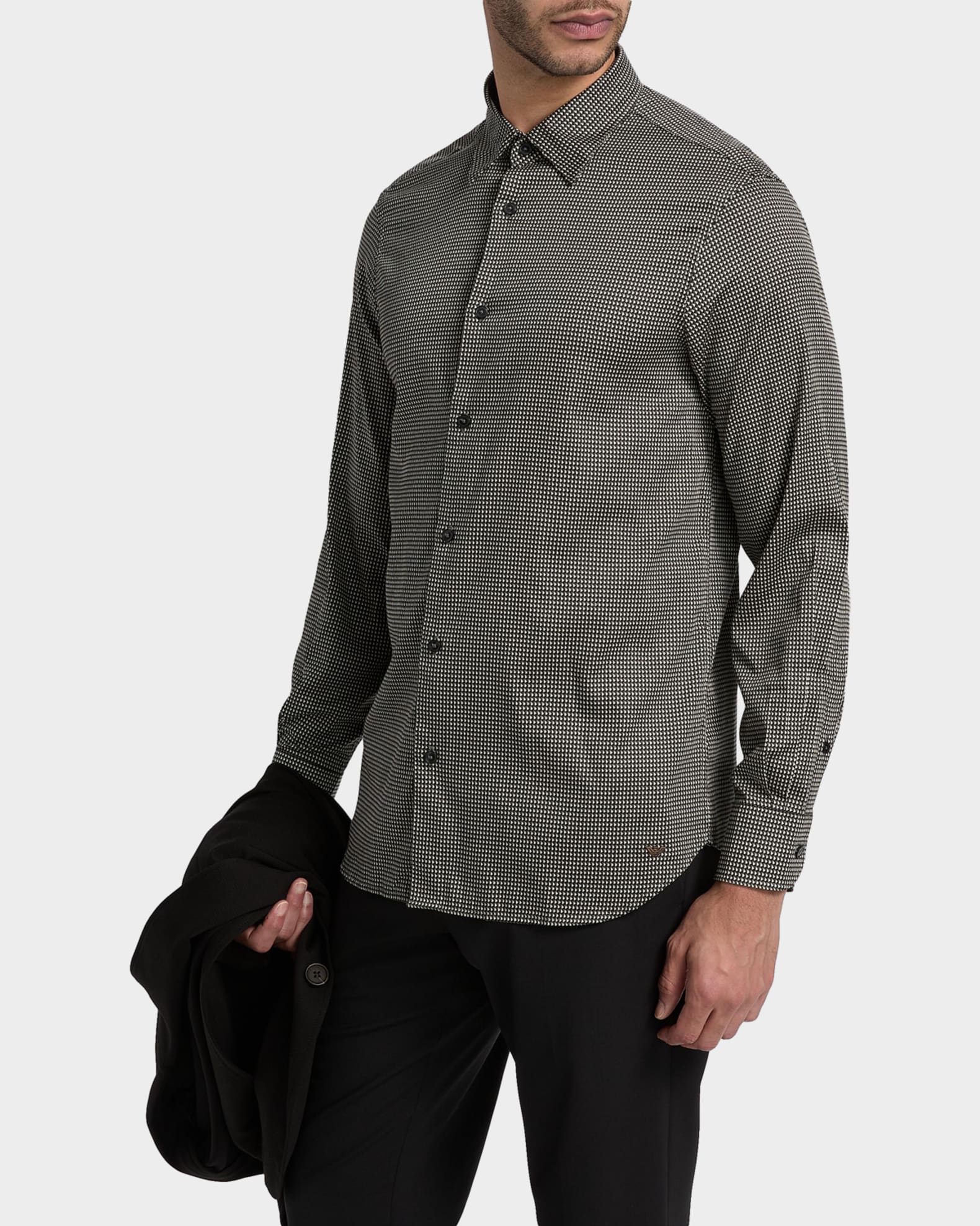 birdseye dress shirt Robles Birdseye Knit Camp Button Up in Cream/Grey XL