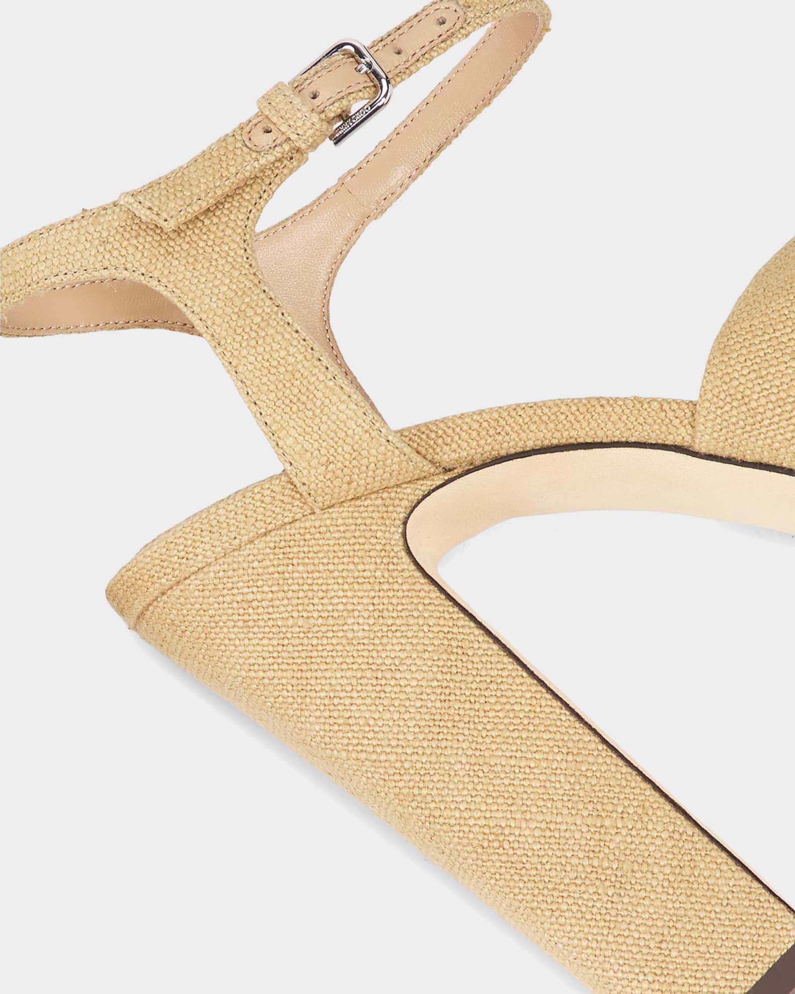 JIMMY CHOO ベージュ トゥノットサンダル38 Jimmy Choo 120mm Heloise Linen Knot Platform Sandals | Neiman Marcus