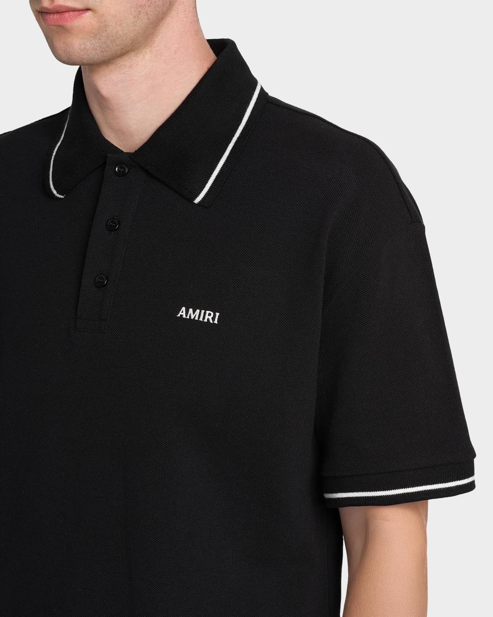 Amiri Logo Cotton Polo Shirt | Neiman Marcus