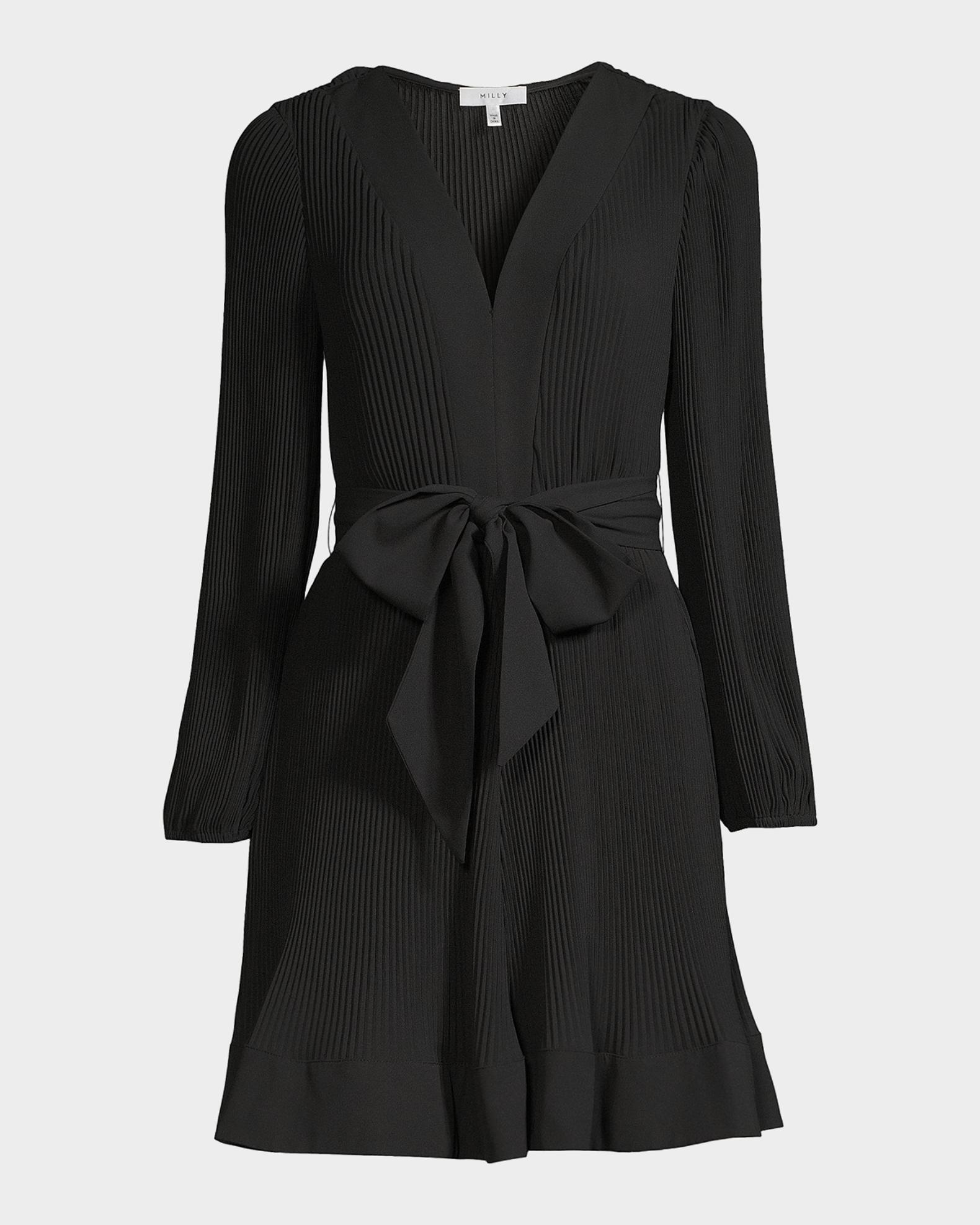 Milly Liv Pleated Belted Minidress | Neiman Marcus