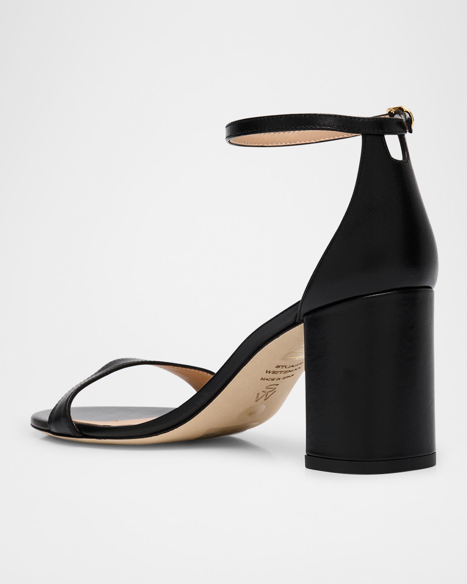 Stuart Weitzman 75mm Nudist Leather Ankle-Strap Sandals | Neiman