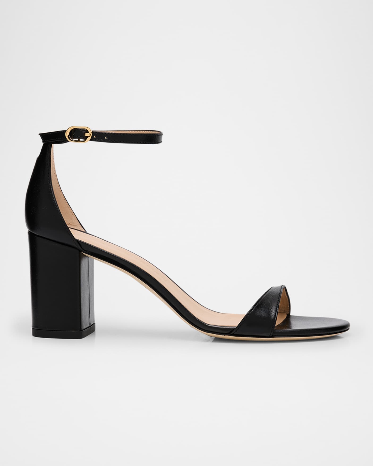 Stuart Weitzman 75mm Nudist Leather Ankle-Strap Sandals | Neiman